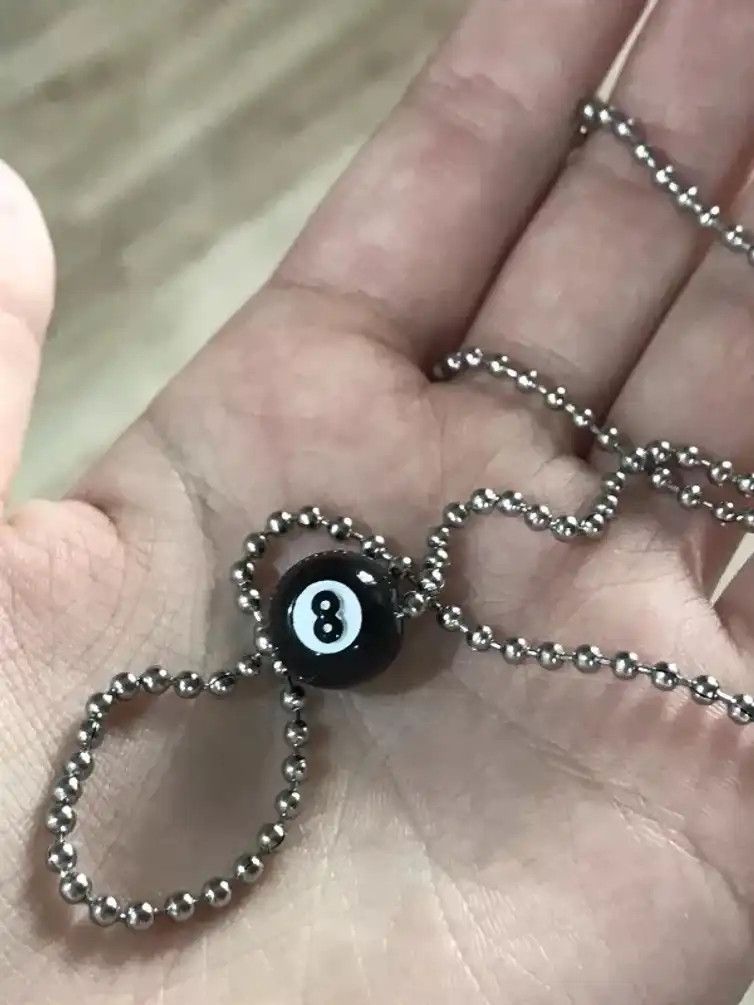Jewelry Snooker Black Ball 8 Plastic Necklace Size ONE SIZE - 5 Thumbnail