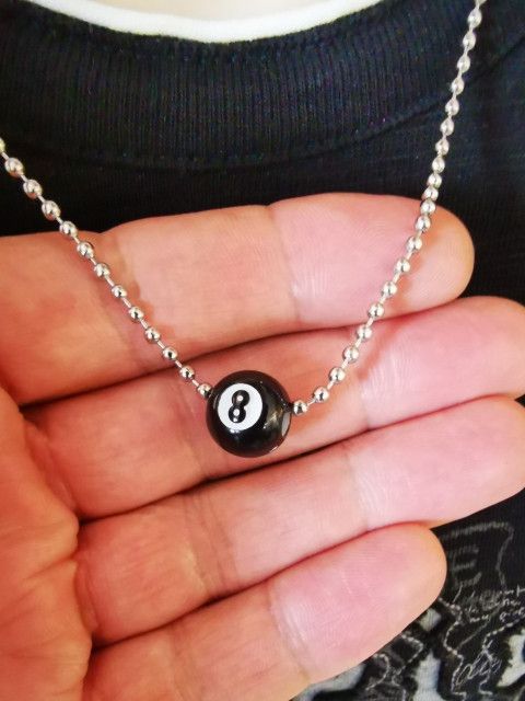 Jewelry Snooker Black Ball 8 Plastic Necklace Size ONE SIZE - 2 Thumbnail