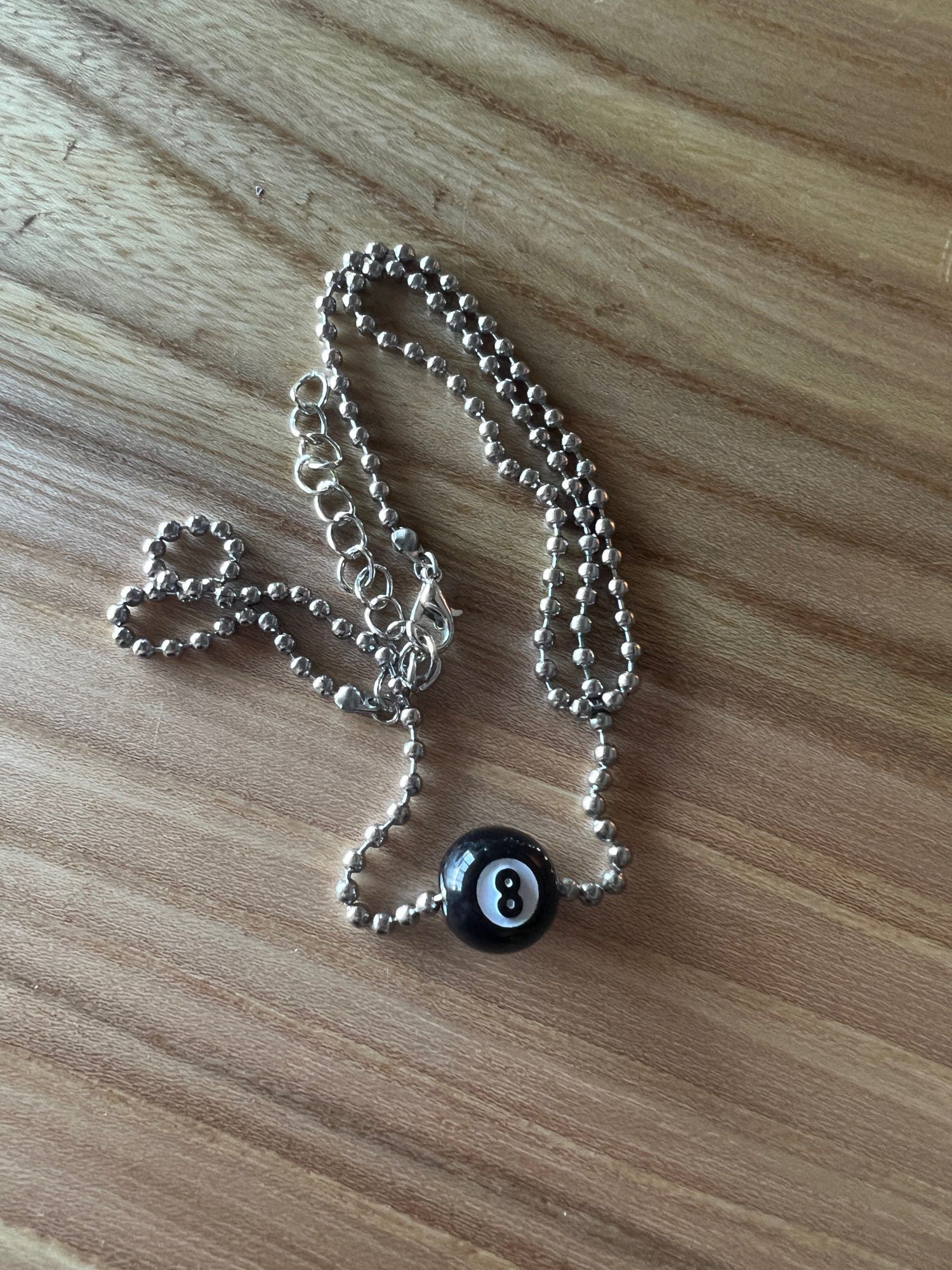 Jewelry Snooker Black Ball 8 Plastic Necklace Size ONE SIZE - 3 Thumbnail