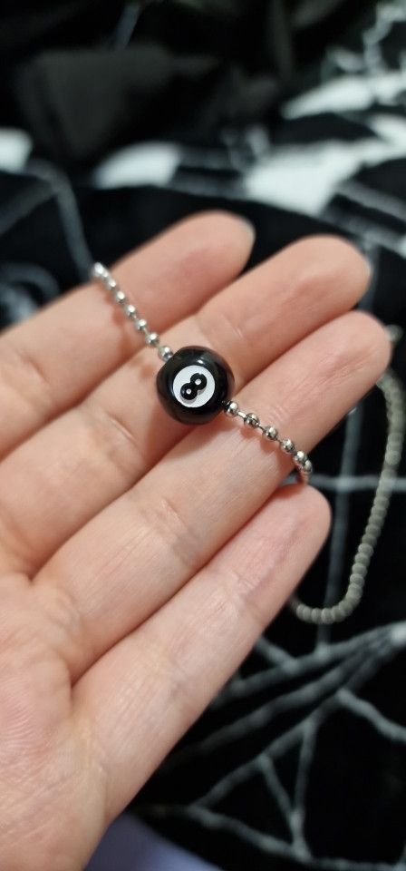 Jewelry Snooker Black Ball 8 Plastic Necklace Size ONE SIZE - 4 Thumbnail