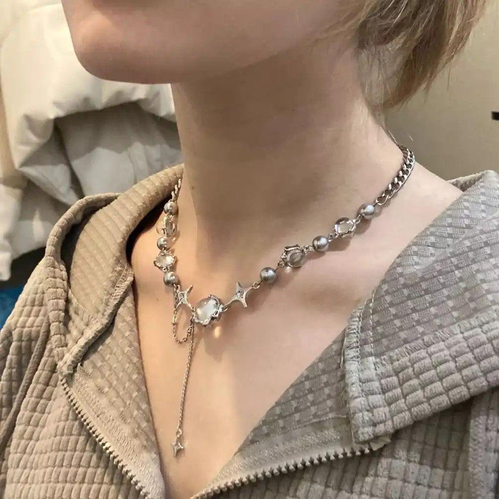 Jewelry Star Geometric Crystal Chains Choker Necklace Size ONE SIZE - 3 Thumbnail