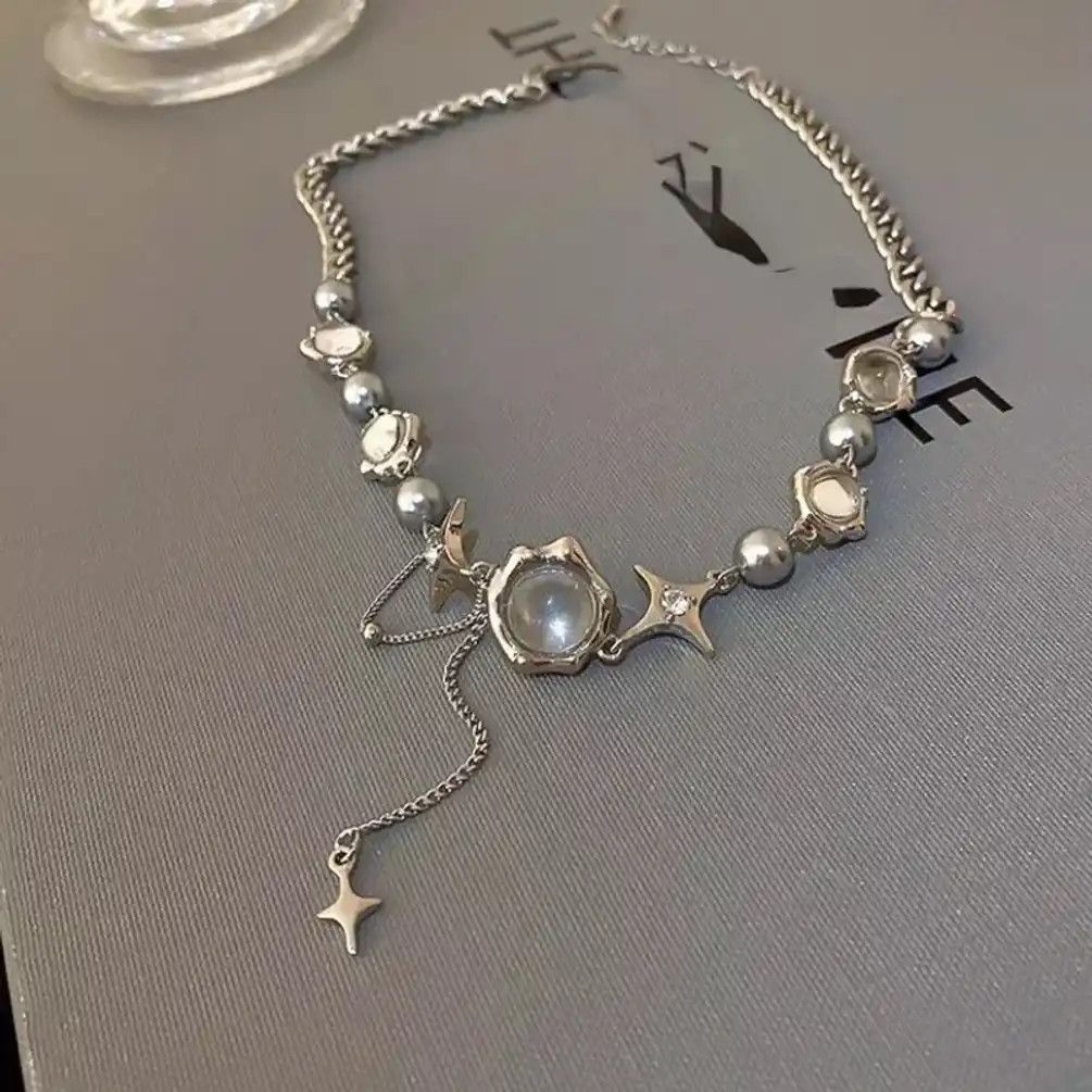 Jewelry Star Geometric Crystal Chains Choker Necklace Size ONE SIZE - 1 Thumbnail