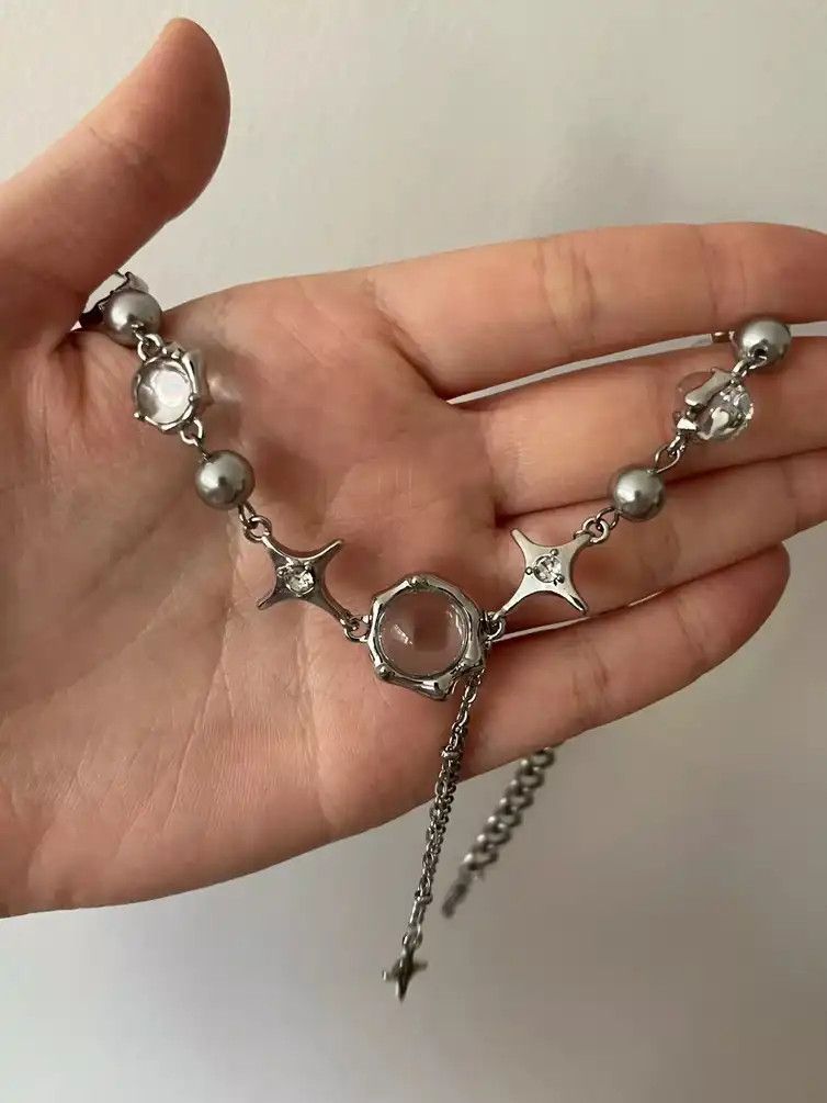 Jewelry Star Geometric Crystal Chains Choker Necklace Size ONE SIZE - 4 Thumbnail