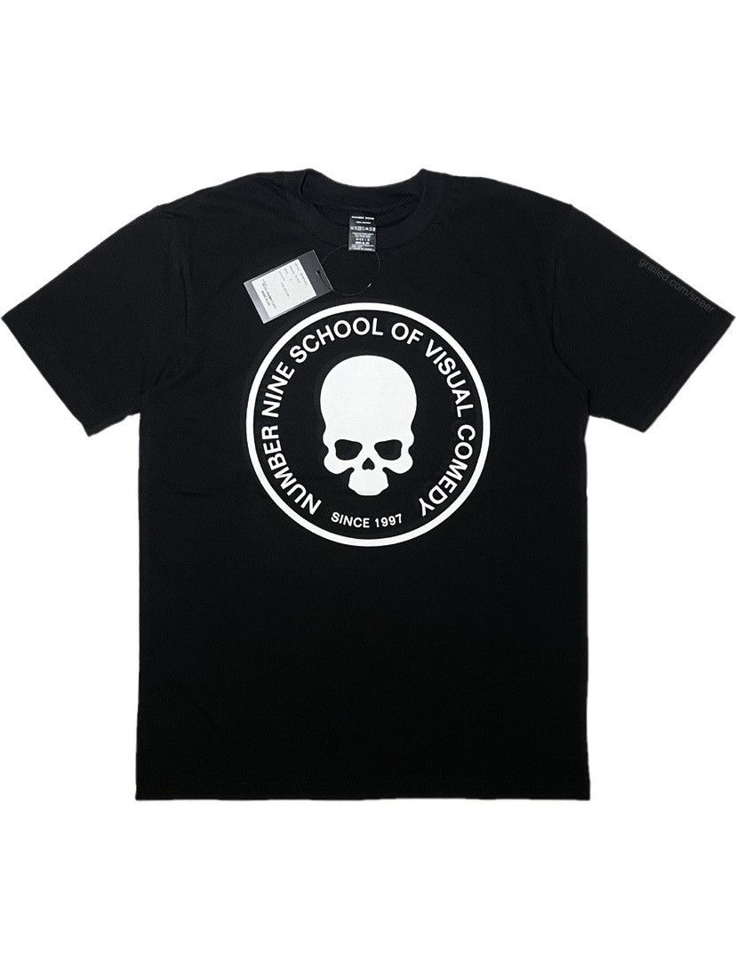 Pre-owned Archival Clothing X Number N Ine Number (n)ine School Of Visual Comedy Skull Tee Size 3 In Black