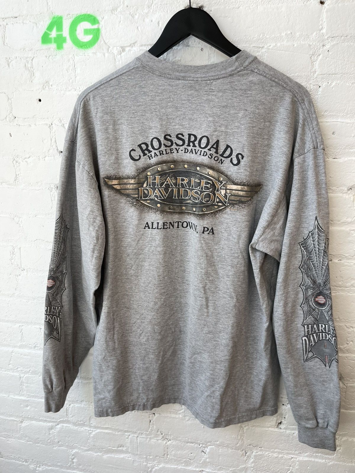 Harley Davidson × Vintage Vintage Harley Davidson Spider WEB Sleeves Shirt XL Size US XL / EU 56 / 4 - 9 Thumbnail