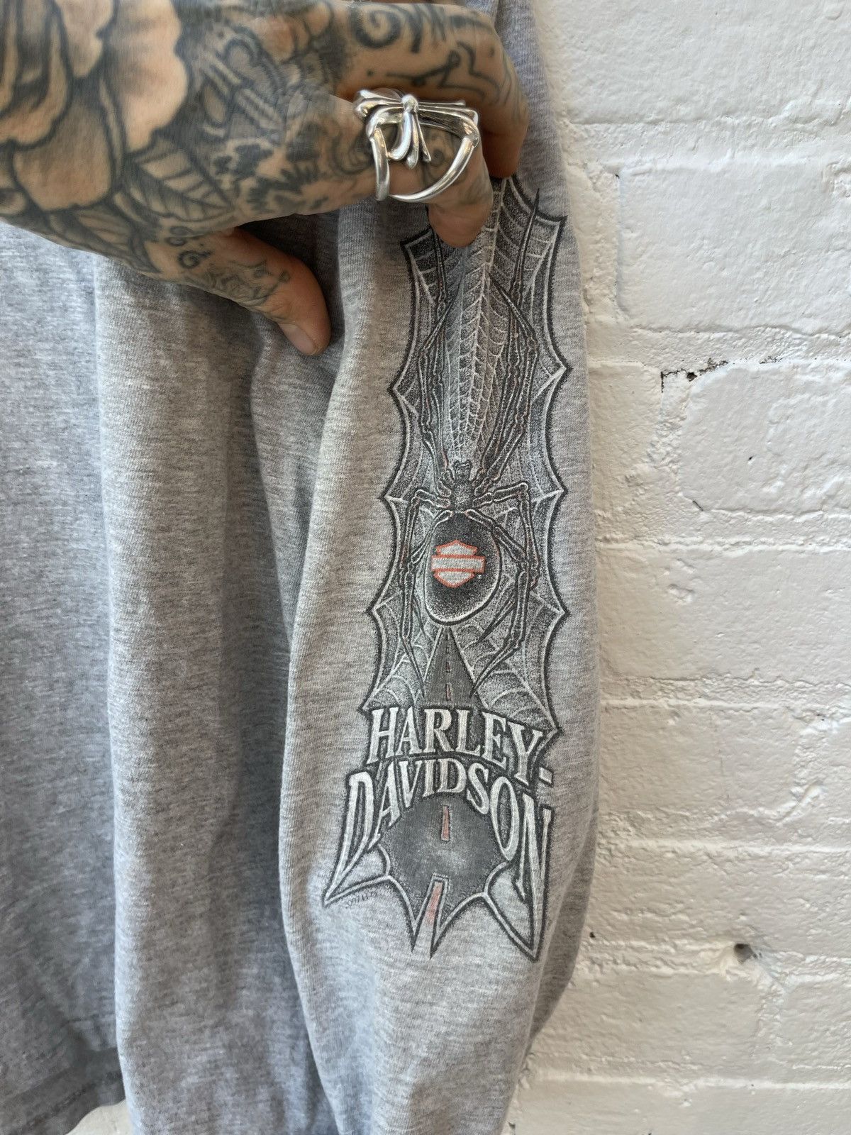 Harley Davidson × Vintage Vintage Harley Davidson Spider WEB Sleeves Shirt XL Size US XL / EU 56 / 4 - 7 Thumbnail