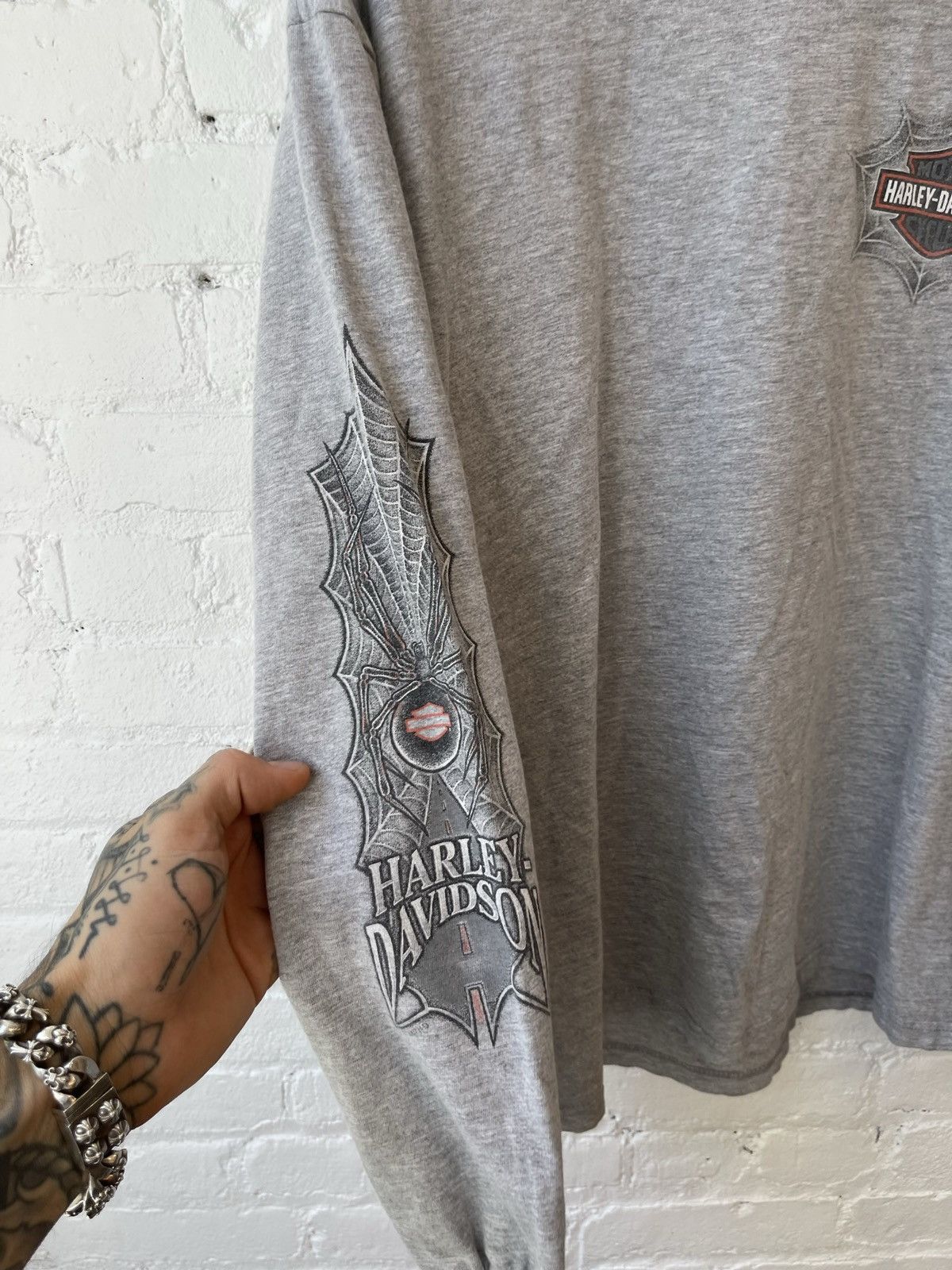 Harley Davidson × Vintage Vintage Harley Davidson Spider WEB Sleeves Shirt XL Size US XL / EU 56 / 4 - 5 Thumbnail