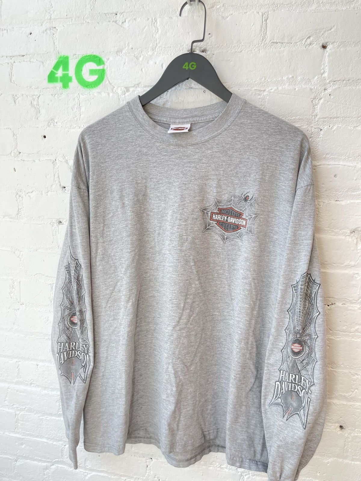 Harley Davidson × Vintage Vintage Harley Davidson Spider WEB Sleeves Shirt XL Size US XL / EU 56 / 4 - 11 Thumbnail