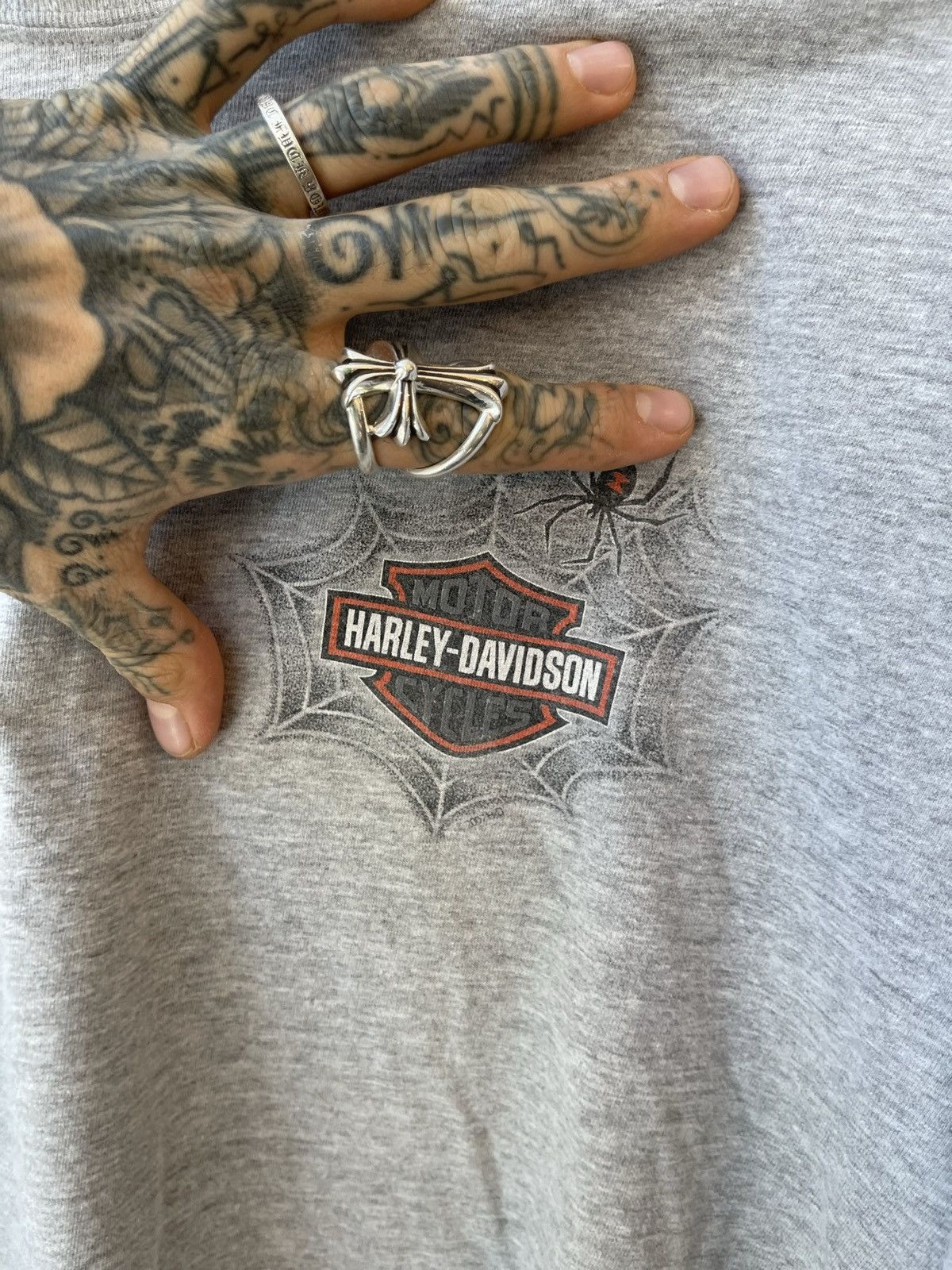 Harley Davidson × Vintage Vintage Harley Davidson Spider WEB Sleeves Shirt XL Size US XL / EU 56 / 4 - 6 Thumbnail