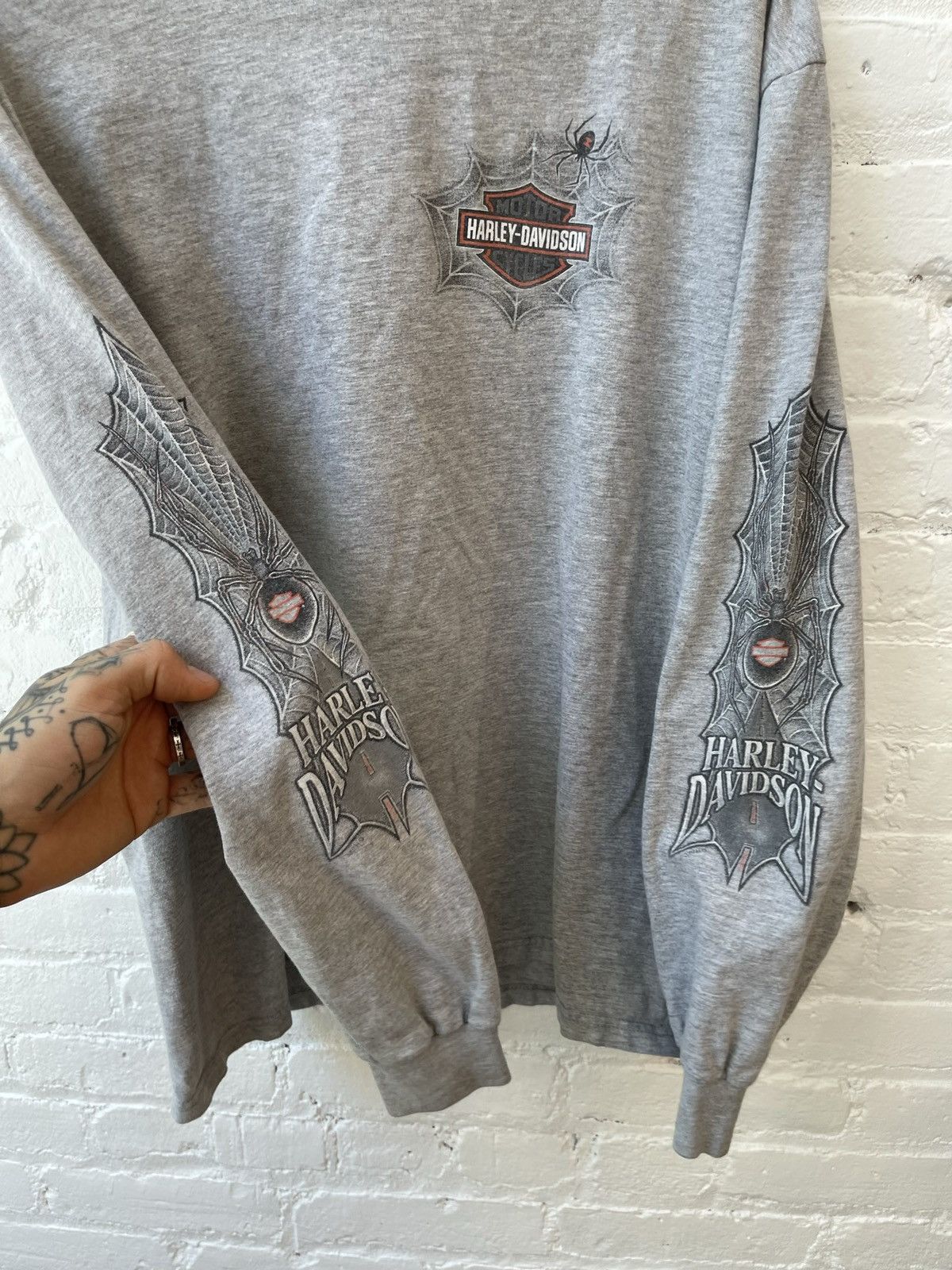 Harley Davidson × Vintage Vintage Harley Davidson Spider WEB Sleeves Shirt XL Size US XL / EU 56 / 4 - 2 Thumbnail