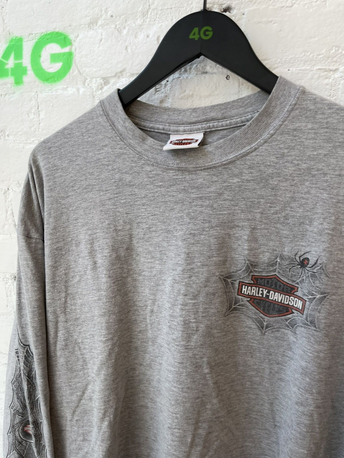 Harley Davidson × Vintage Vintage Harley Davidson Spider WEB Sleeves Shirt XL Size US XL / EU 56 / 4 - 4 Thumbnail