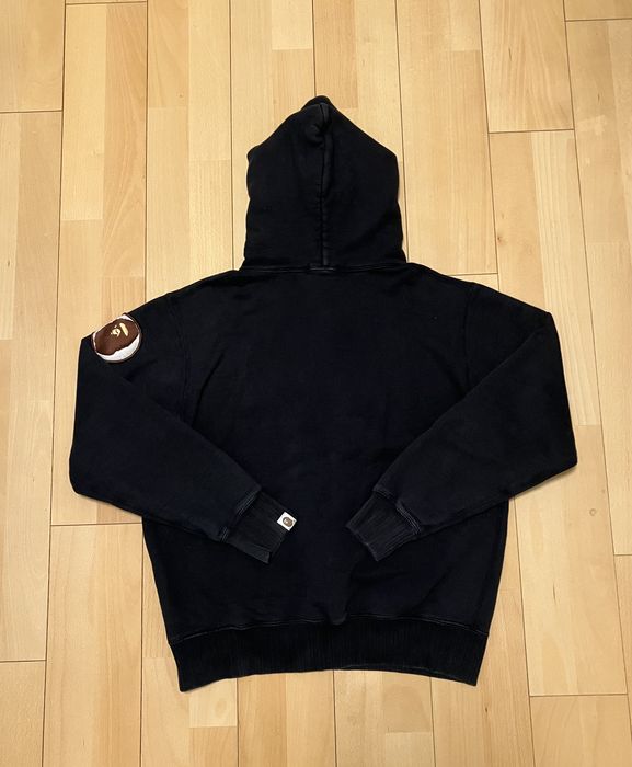 Bape black embroidery logo zip hoodie | Grailed