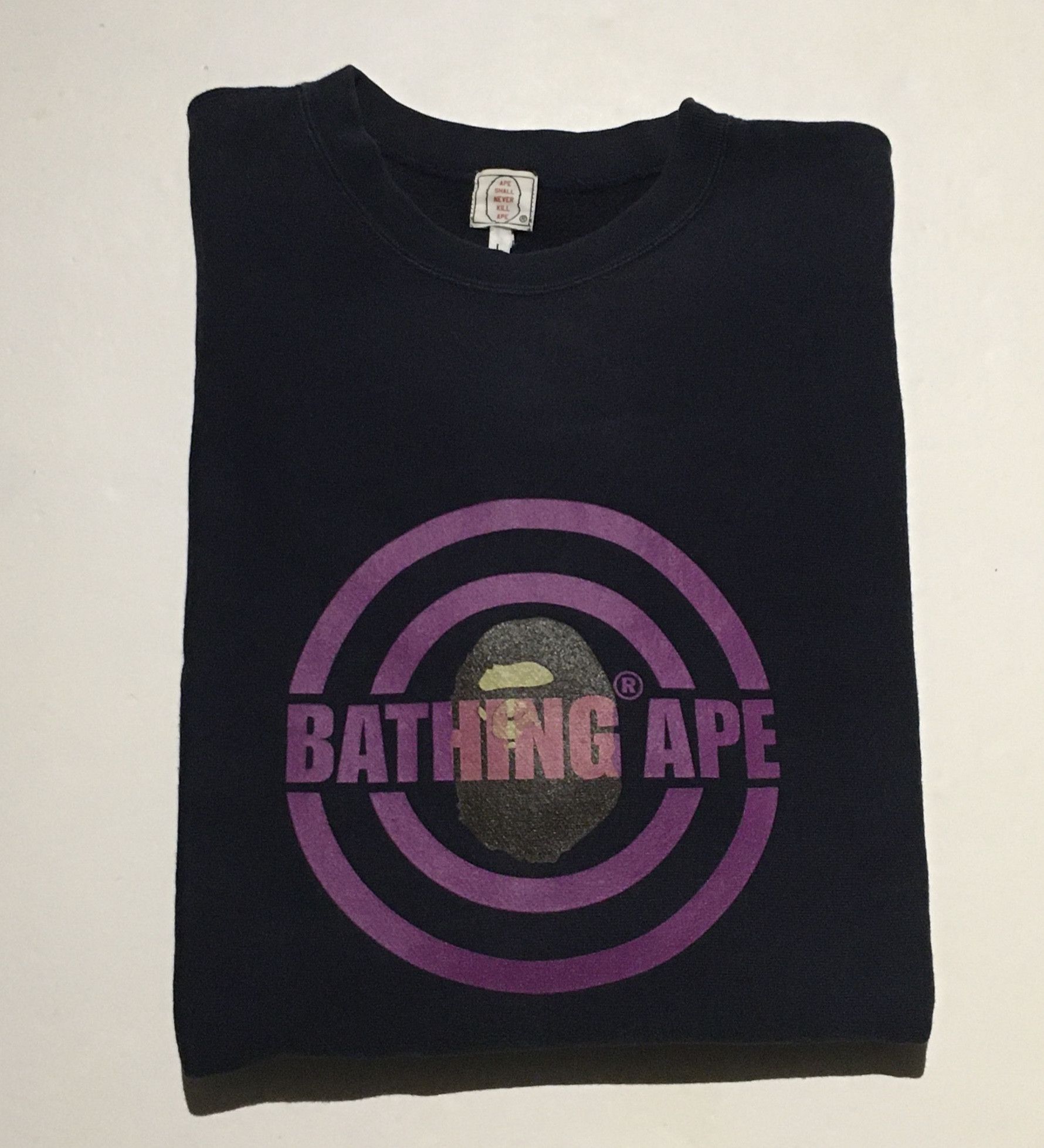 image of Bape Crew Neck Sweatshirt in Navy, Men's (Size XL)