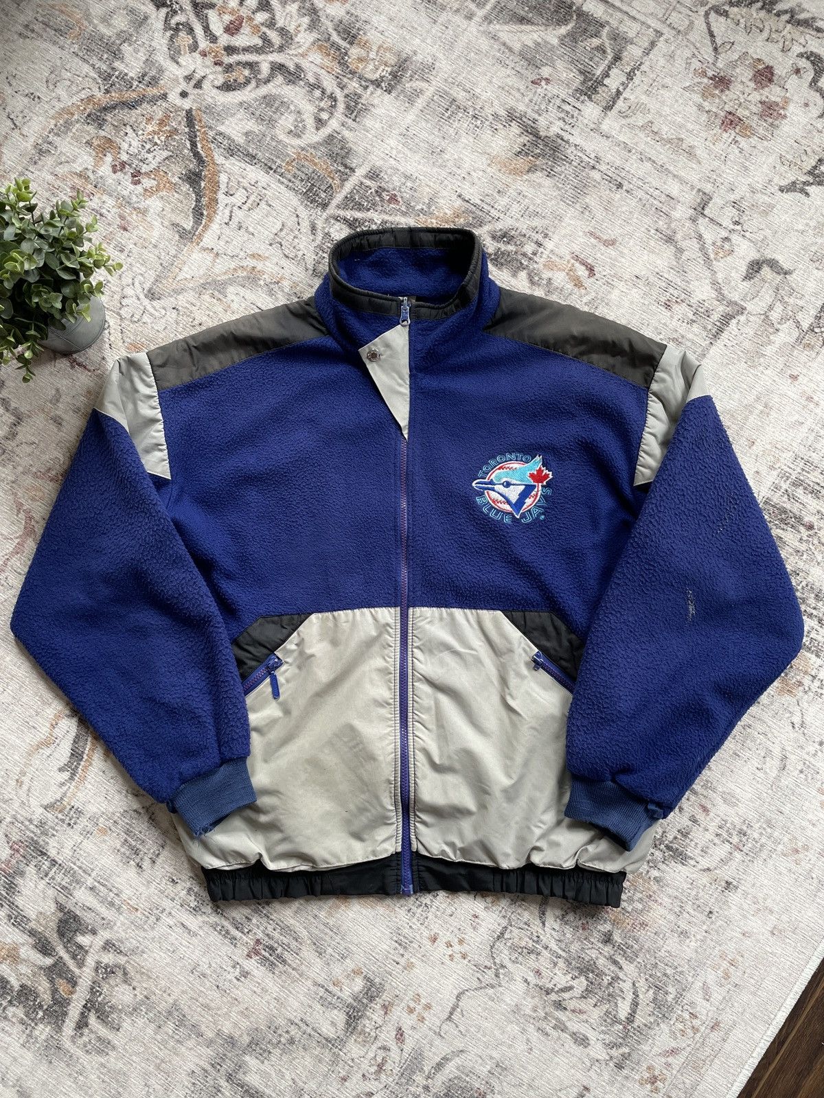 MLB Vintage 90s Toronto Blue Jays Chalk Line Zip Fleece Jacket Size US L / EU 52-54 / 3 - 1 Thumbnail