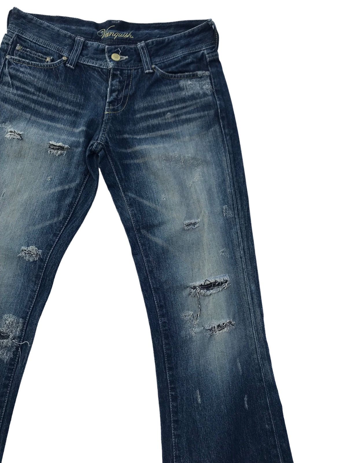 If Six Was Nine Vanquish Japan Distressed Wide Leg Flared Women Denim Pants Size 31" - 5 Thumbnail