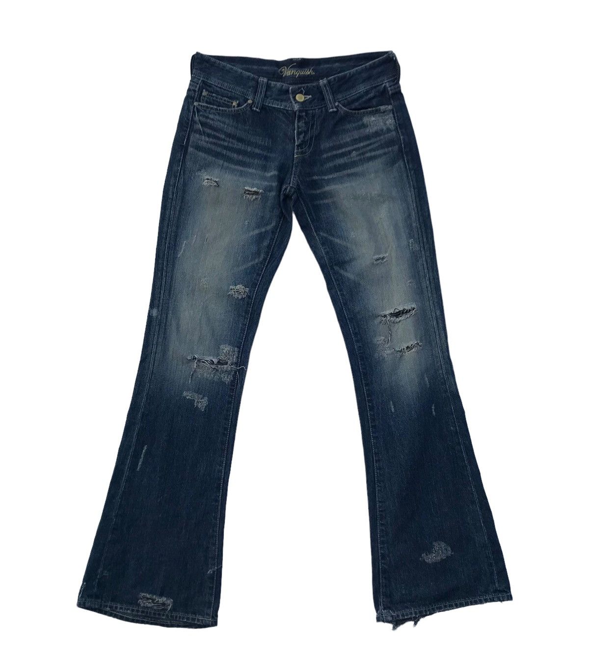 If Six Was Nine Vanquish Japan Distressed Wide Leg Flared Women Denim Pants Size 31" - 2 Thumbnail