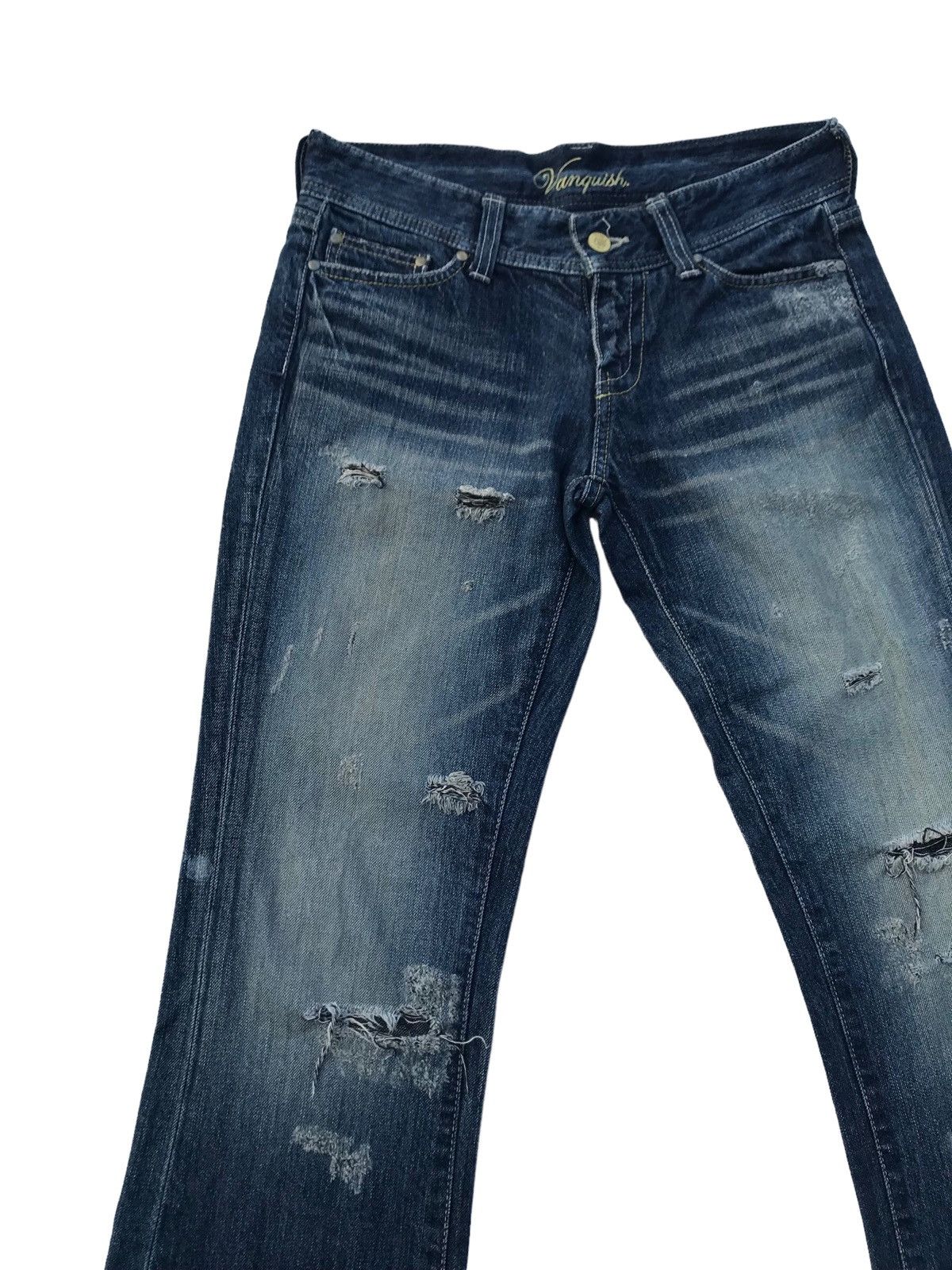 If Six Was Nine Vanquish Japan Distressed Wide Leg Flared Women Denim Pants Size 31" - 6 Thumbnail