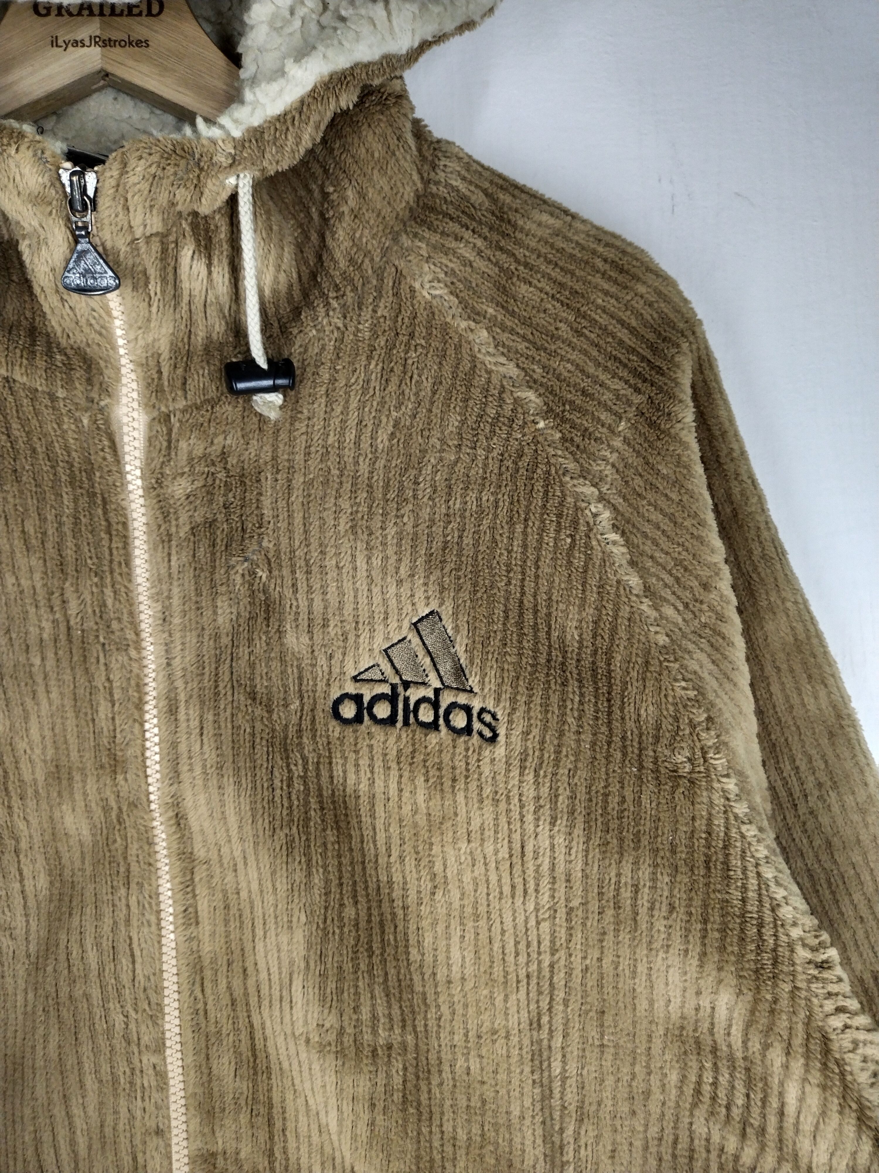 Adidas 🔥90s VINTAGE ADIDAS WOOL MOKOMOKO HOODIE SIZE M-L Size US L / EU 52-54 / 3 - 6 Thumbnail