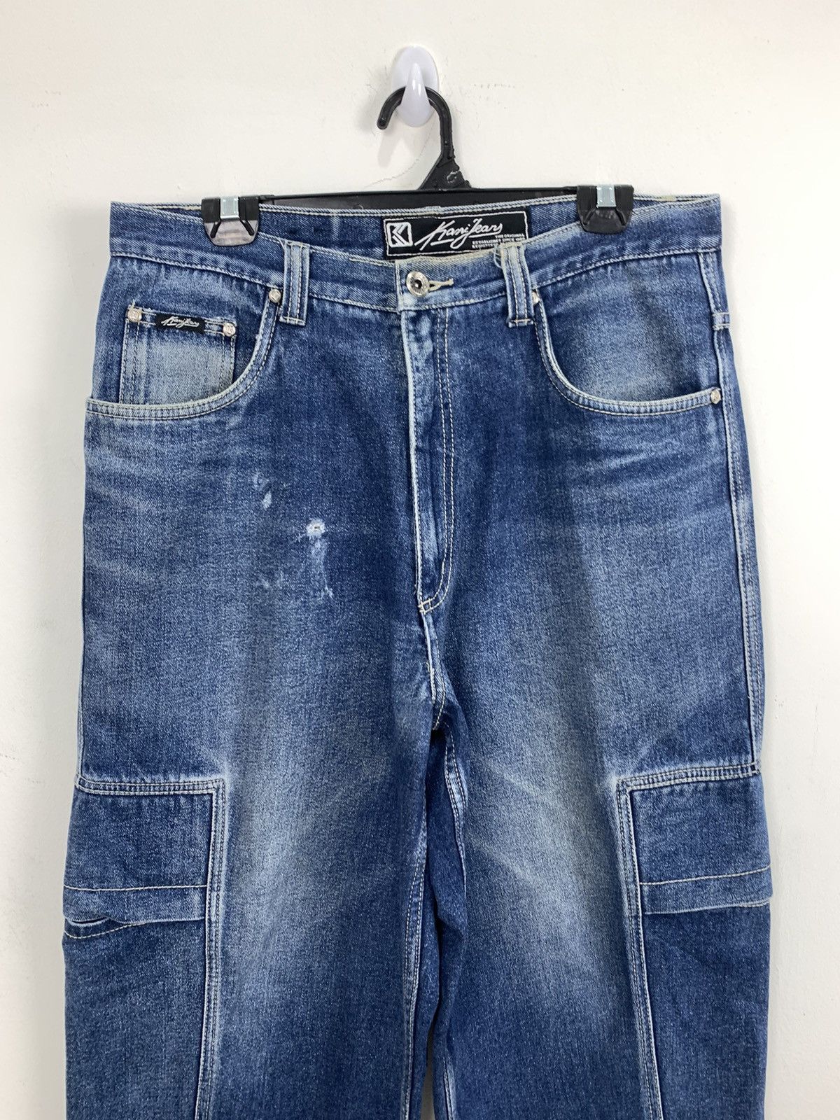 Japanese Brand × Karl Kani KARL KANI 80s Stonewash Deep Cargo 7Pocket Hiphop Thug Jean Size US 32 / EU 48 - 4 Thumbnail