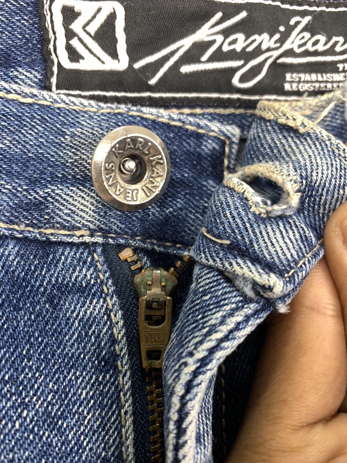 Japanese Brand × Karl Kani KARL KANI 80s Stonewash Deep Cargo 7Pocket Hiphop Thug Jean Size US 32 / EU 48 - 17 Thumbnail