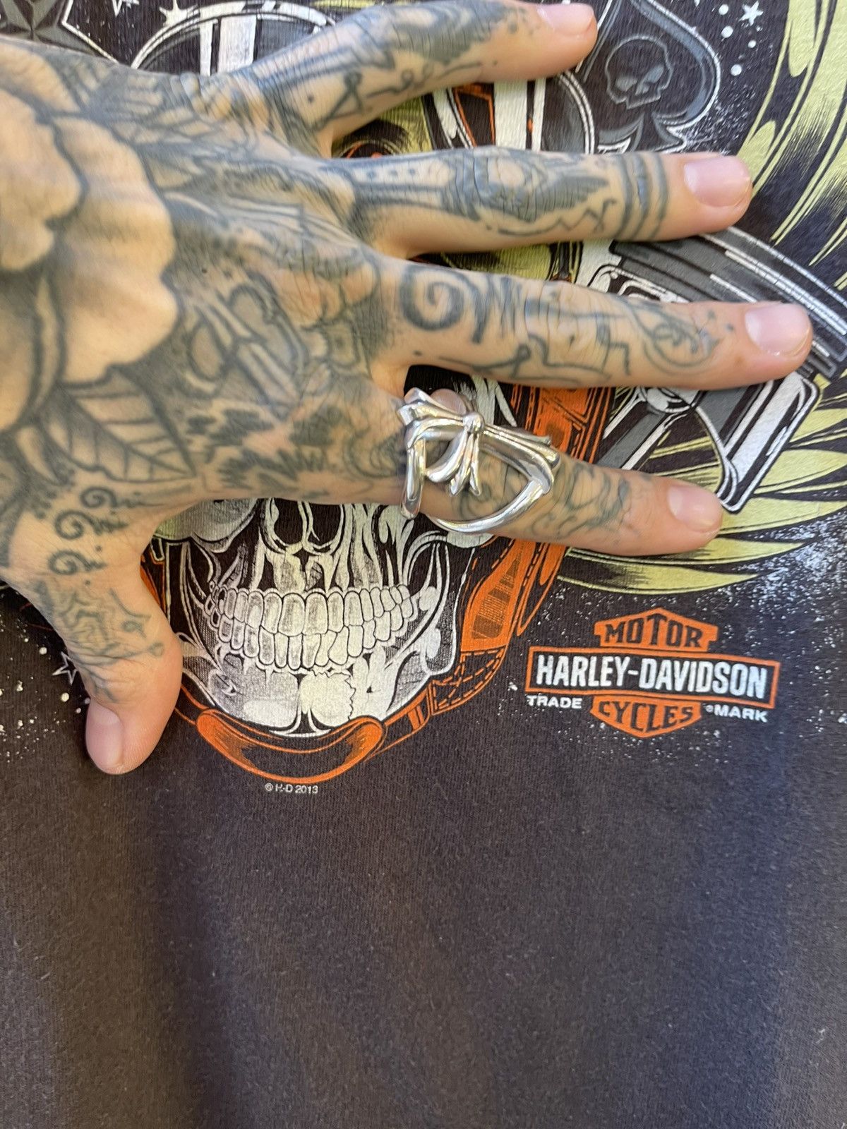Harley Davidson × Vintage Vintage Harley Davidson XL Skull Moto Wings Shirt Size US XL / EU 56 / 4 - 6 Thumbnail