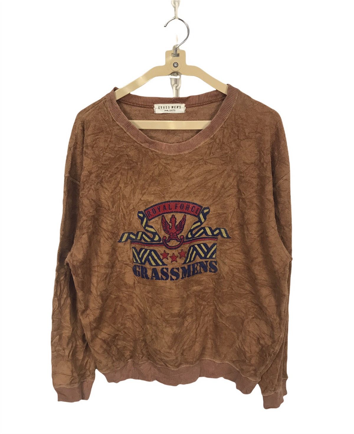 image of Vintage Grass Men’S Spellout Sweatshirt By Jun Saito in Brown, Men's (Size Medium)