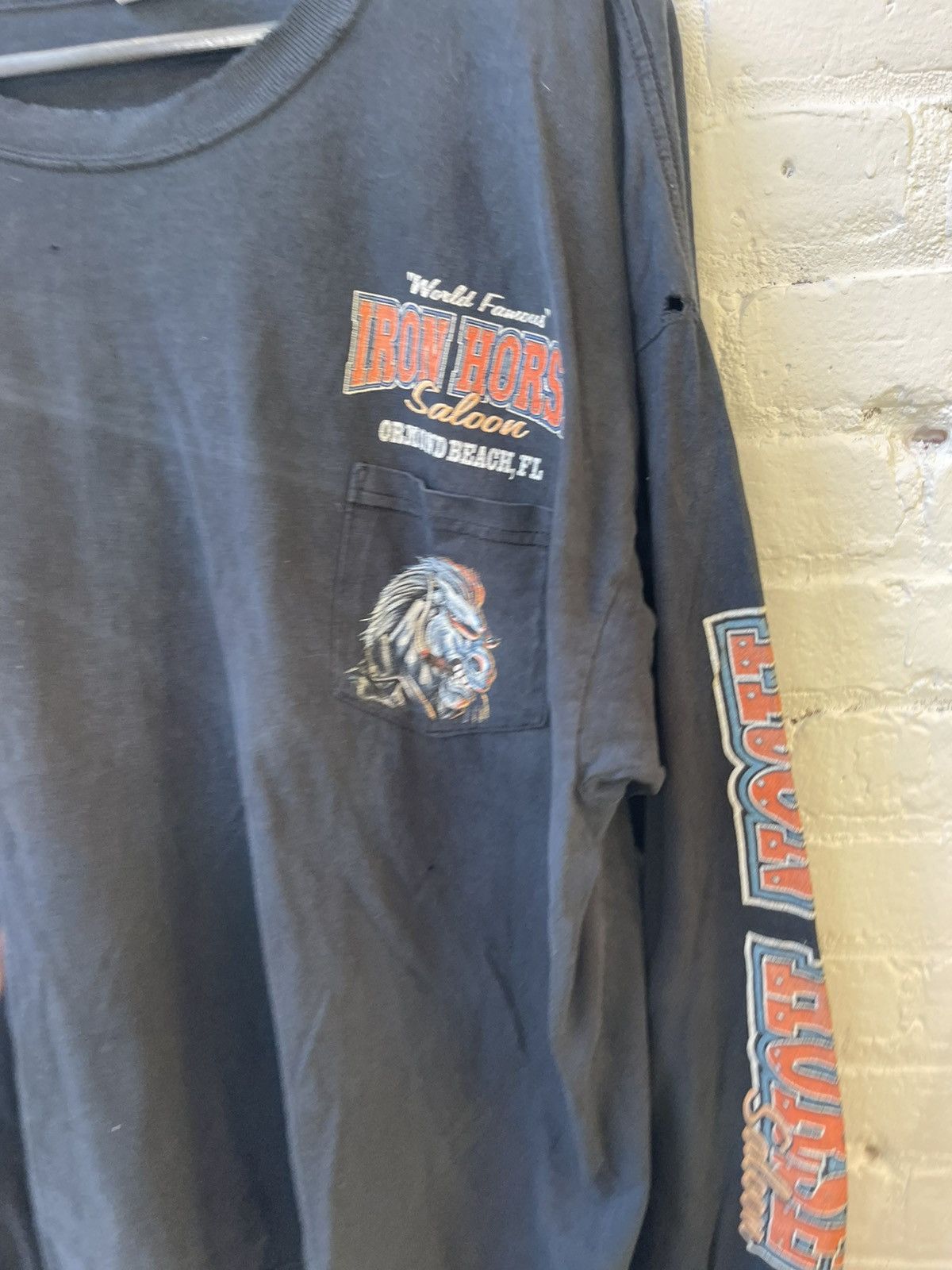 Vintage Vintage THRASHED BIKE WEEK IRON HORSES LONG SHIRT Size US XL / EU 56 / 4 - 3 Thumbnail