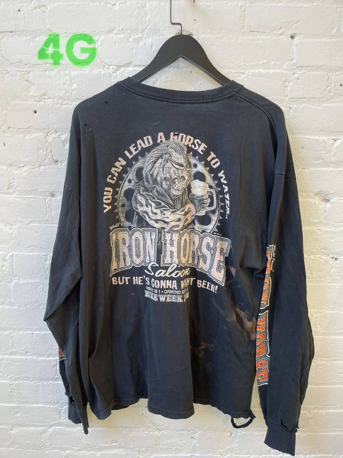 Vintage Vintage THRASHED BIKE WEEK IRON HORSES LONG SHIRT Size US XL / EU 56 / 4 - 2 Thumbnail