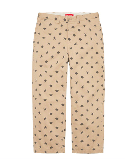 image of Supreme Chino Pants (Khaki Stars) Ss22 38, Men's