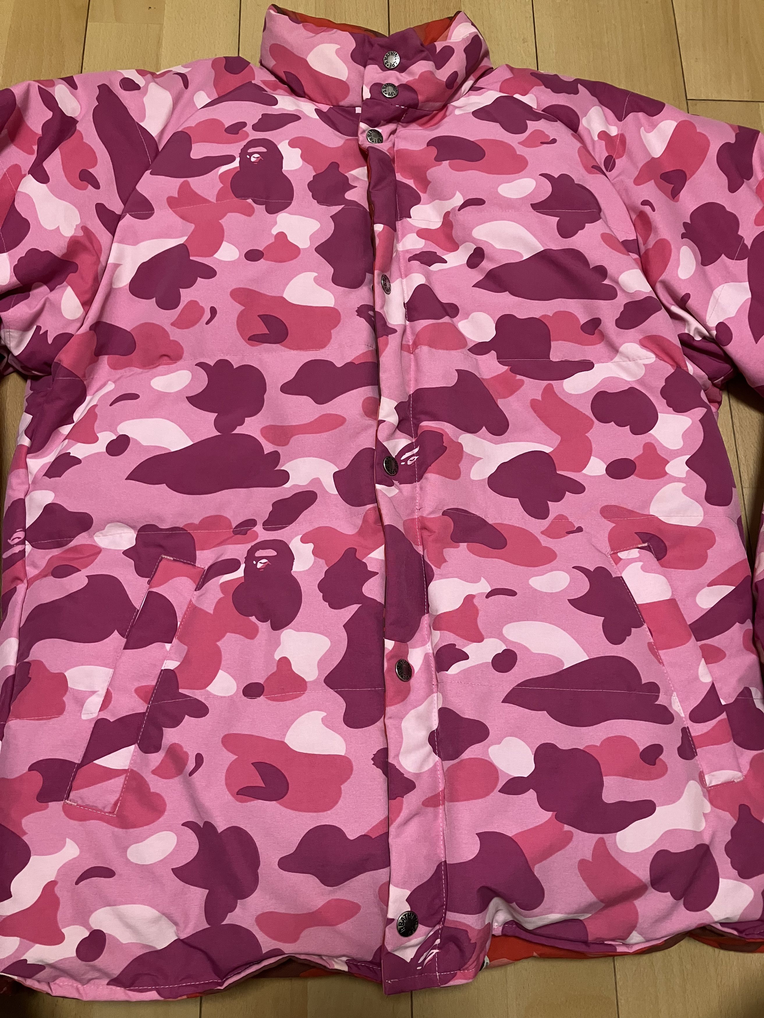 Bape Bape pink Color Camo Reversible Down Jacket | Grailed