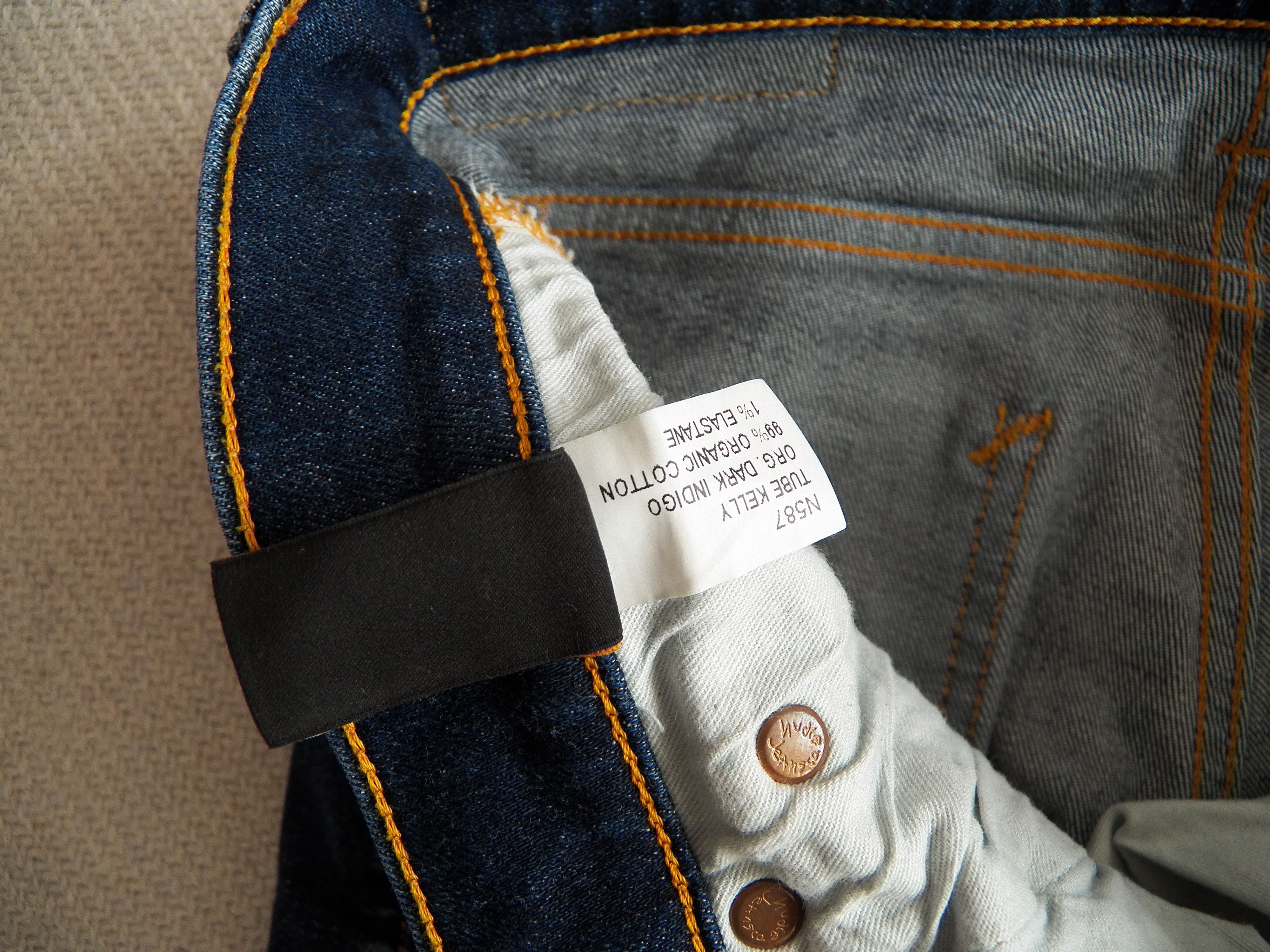 Nudie Jeans Tube Kelly Jeans W29 L32 Blue Organic Dark Indigo Stretch Size 29" - 6 Thumbnail