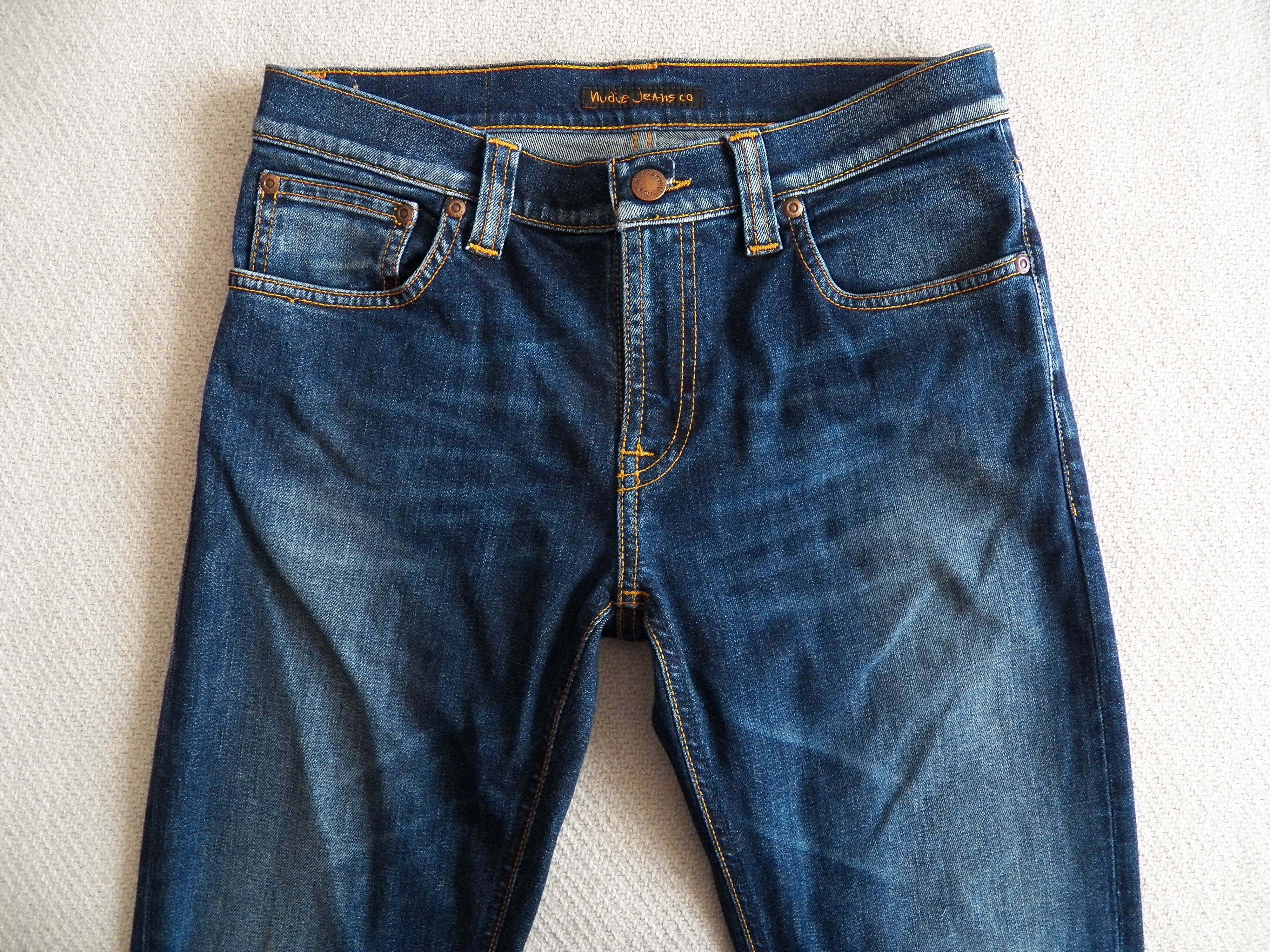 Nudie Jeans Tube Kelly Jeans W29 L32 Blue Organic Dark Indigo Stretch Size 29" - 2 Thumbnail