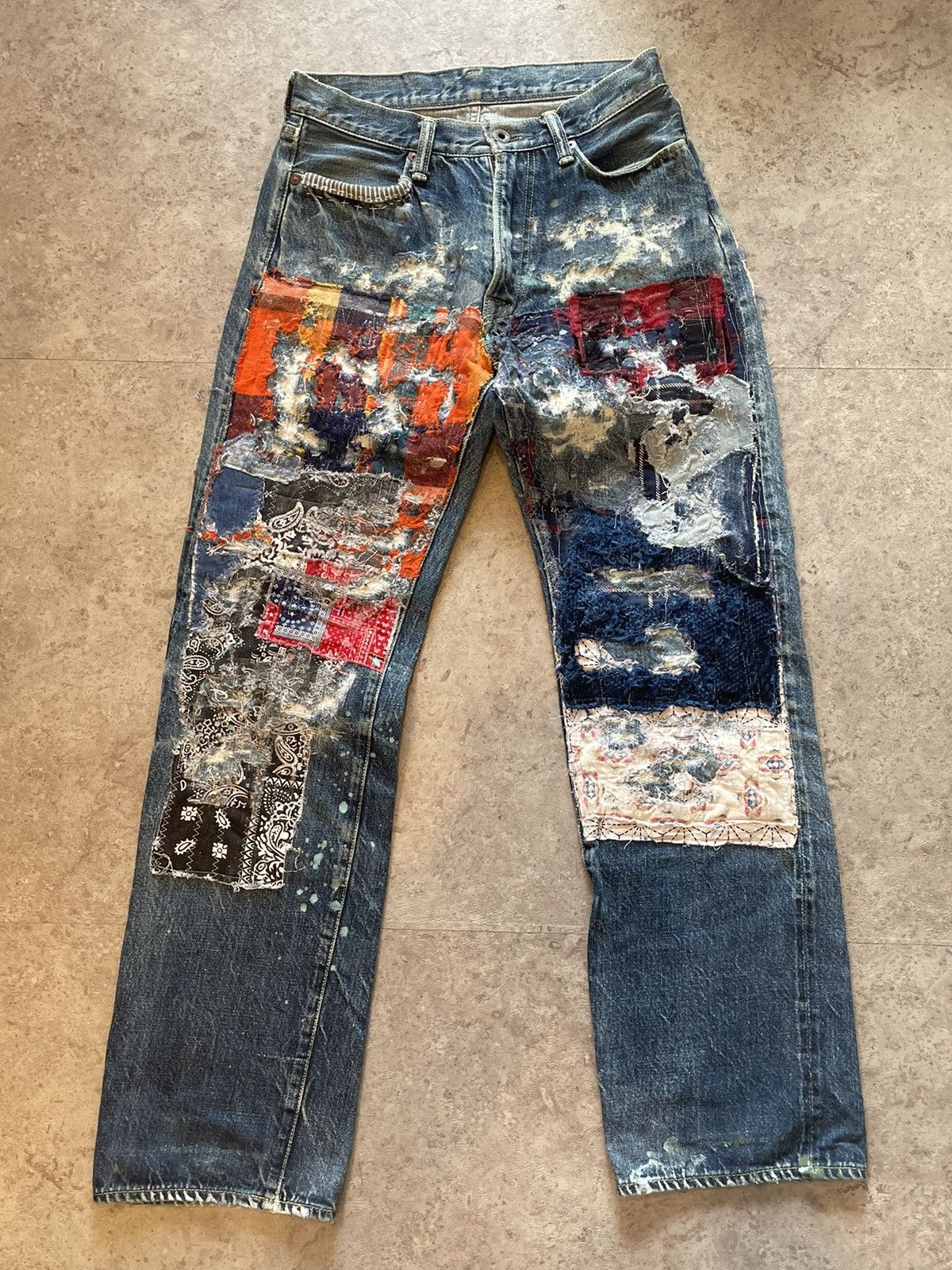Kapital Kapital Sashiko Boro Patchwork Denim jeans | Grailed