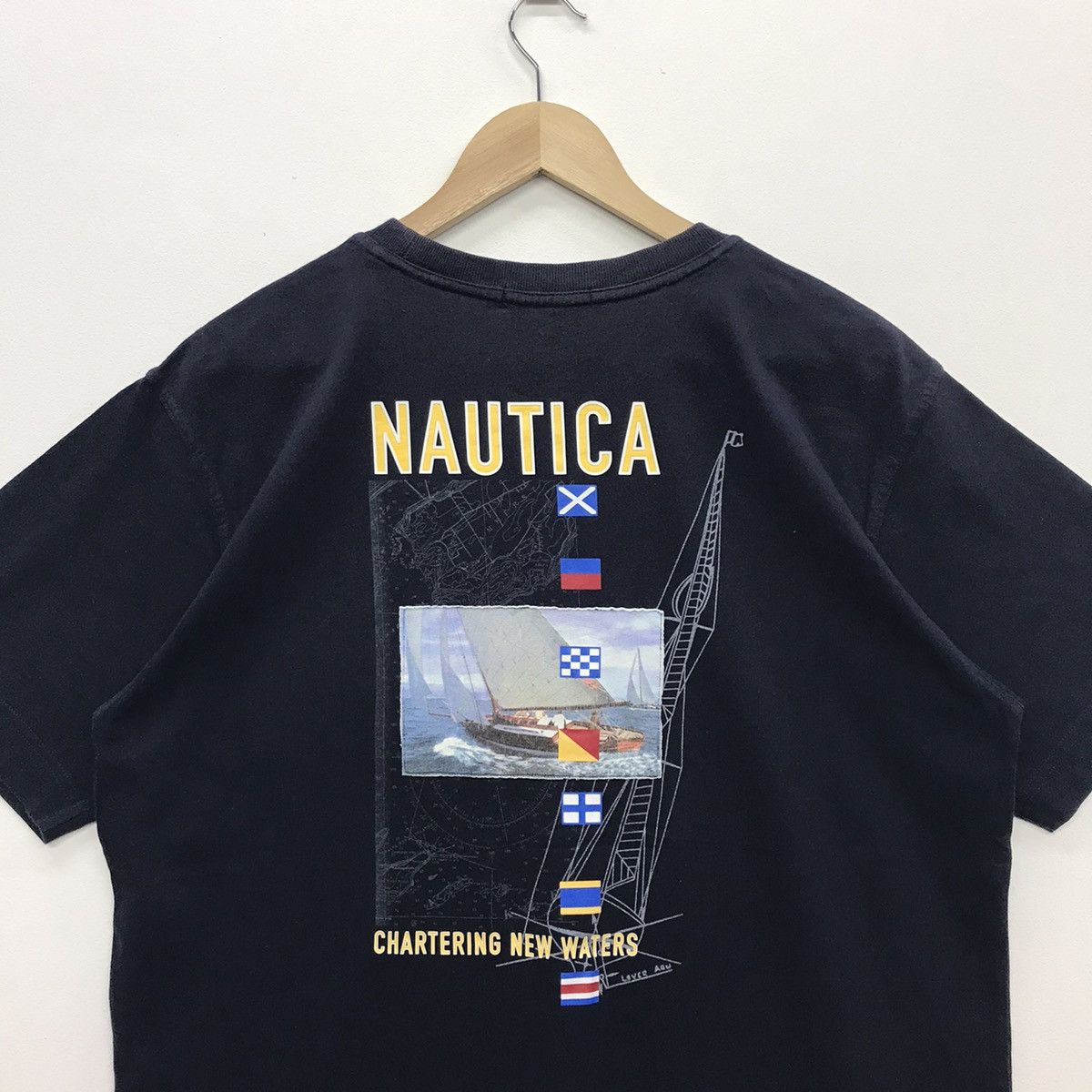 Nautica × Vintage *Rare!! Vintage Nautica sailing Ship Graphic Tee Size US L / EU 52-54 / 3 - 9 Thumbnail