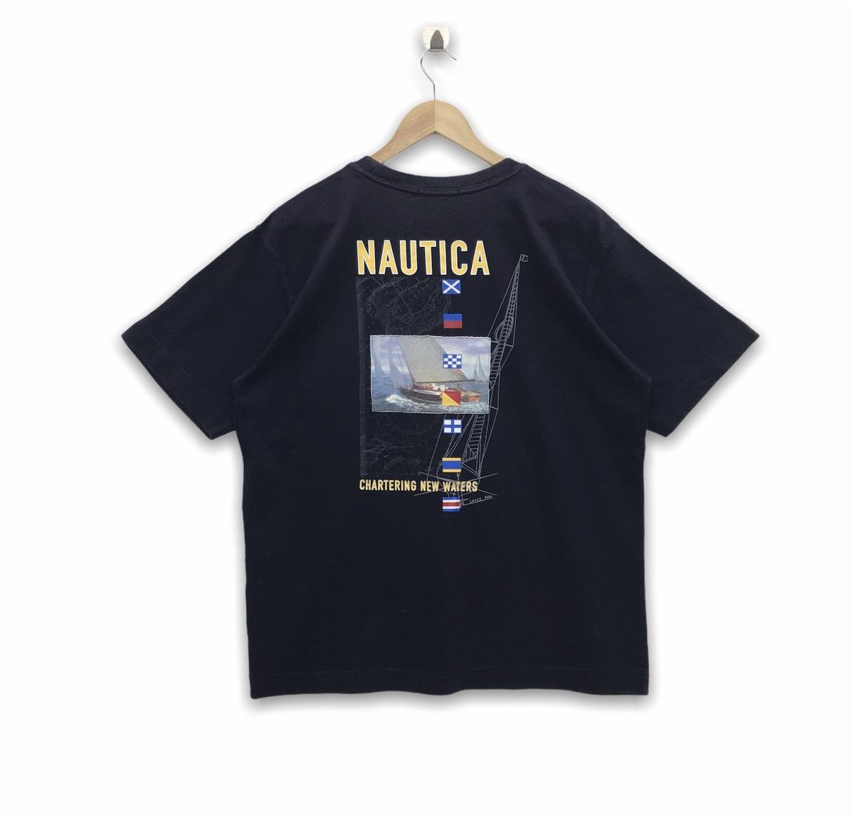 Nautica × Vintage *Rare!! Vintage Nautica sailing Ship Graphic Tee Size US L / EU 52-54 / 3 - 1 Thumbnail