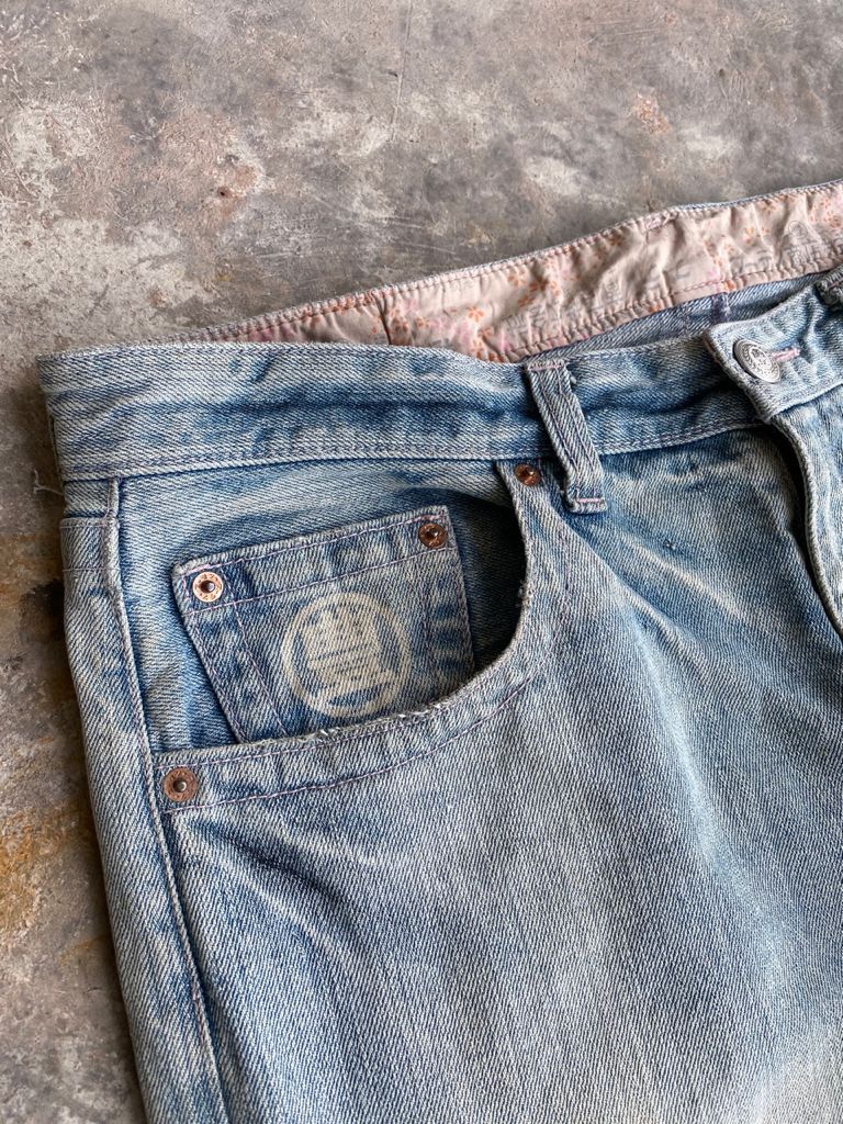 Japanese Brand RARE🔥Vintage Japanese Printed Jeans Light Wash Distressed Size US 36 / EU 52 - 8 Thumbnail