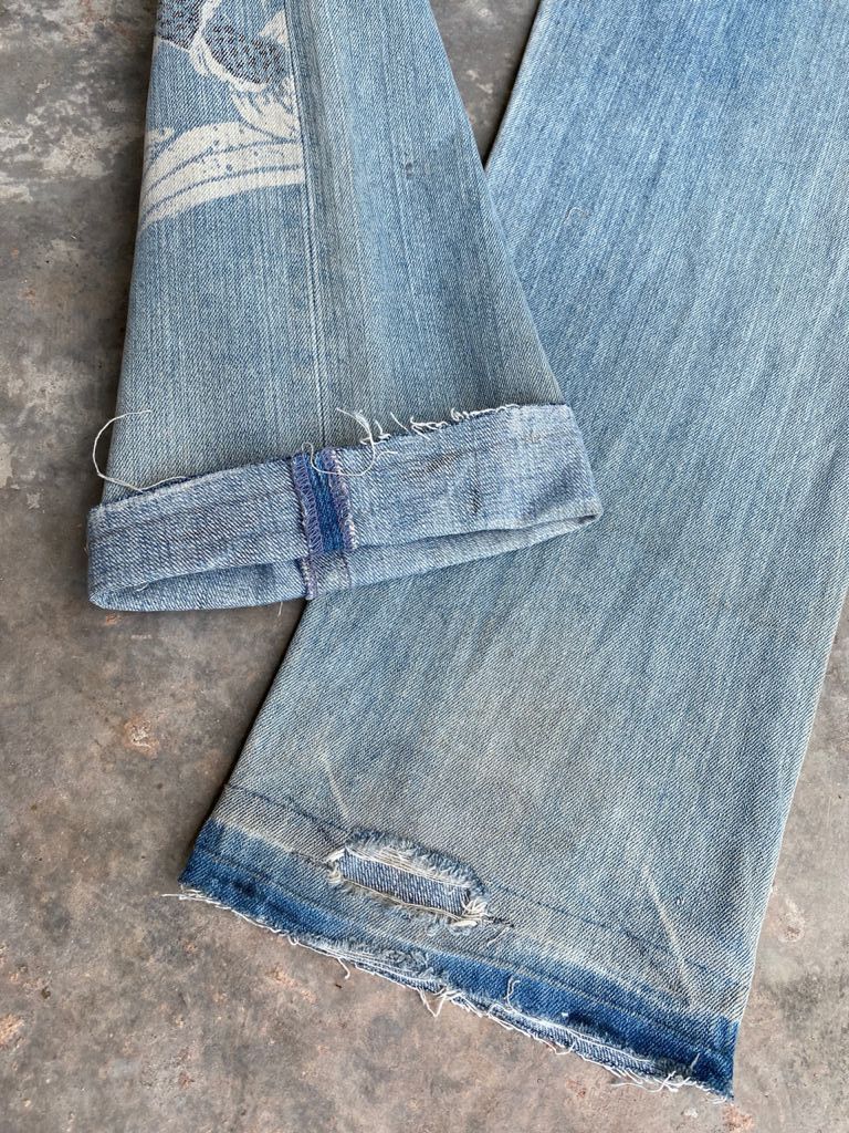Japanese Brand RARE🔥Vintage Japanese Printed Jeans Light Wash Distressed Size US 36 / EU 52 - 18 Thumbnail