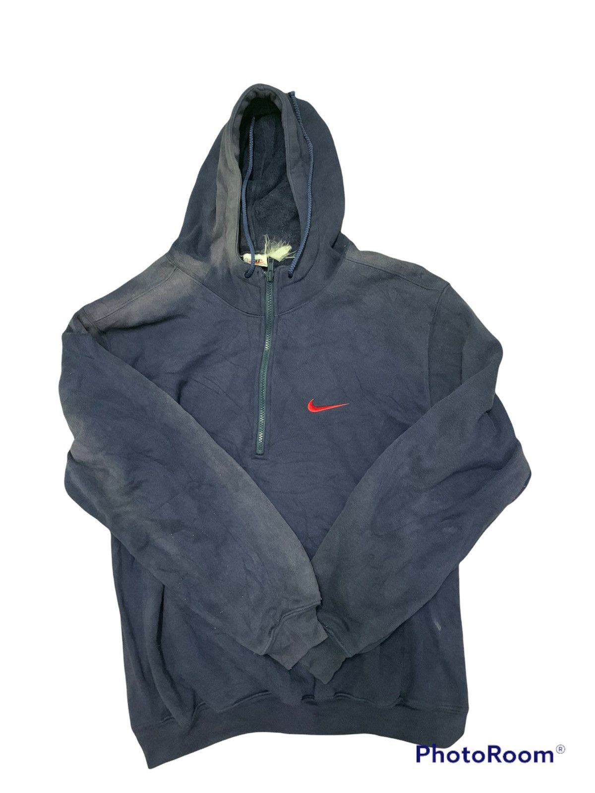 Nike Vintage 90’s Nike Small Swoosh Half Zipper Hoodies Size US L / EU 52-54 / 3 - 1 Thumbnail