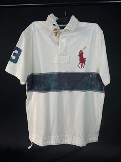 White polo outlet with red horse