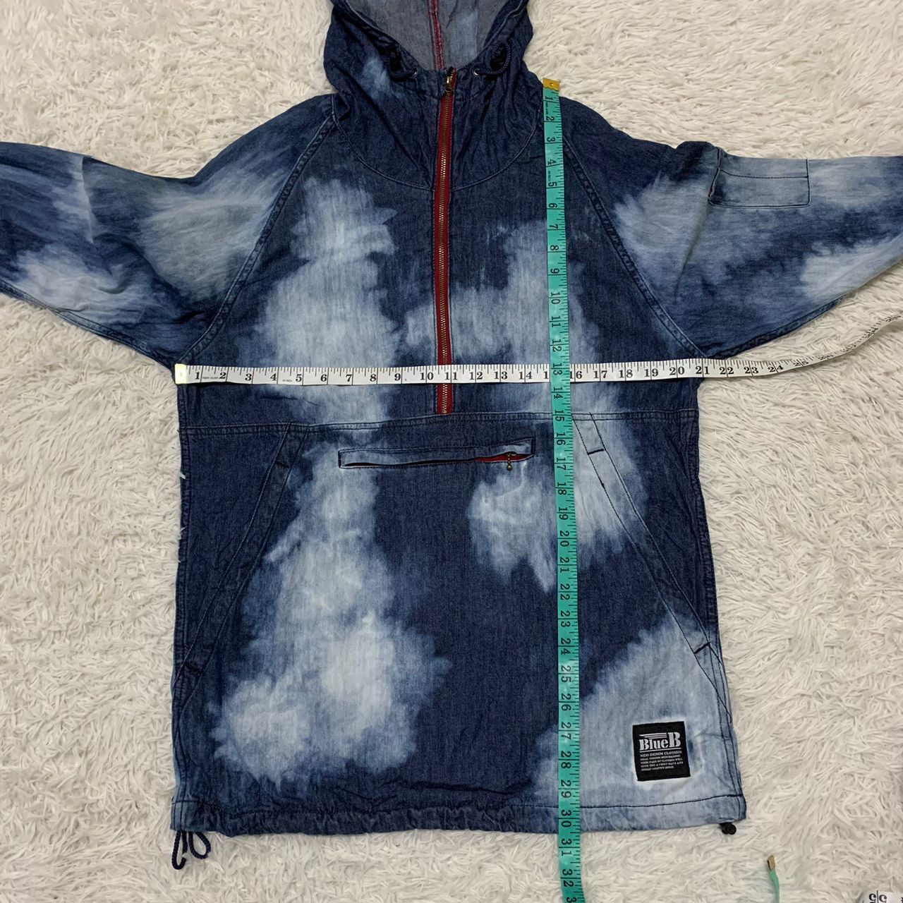 Japanese Brand BlueB Neo Denim Clothes Anorak Bleach Art Hoodie Size US S / EU 44-46 / 1 - 5 Thumbnail
