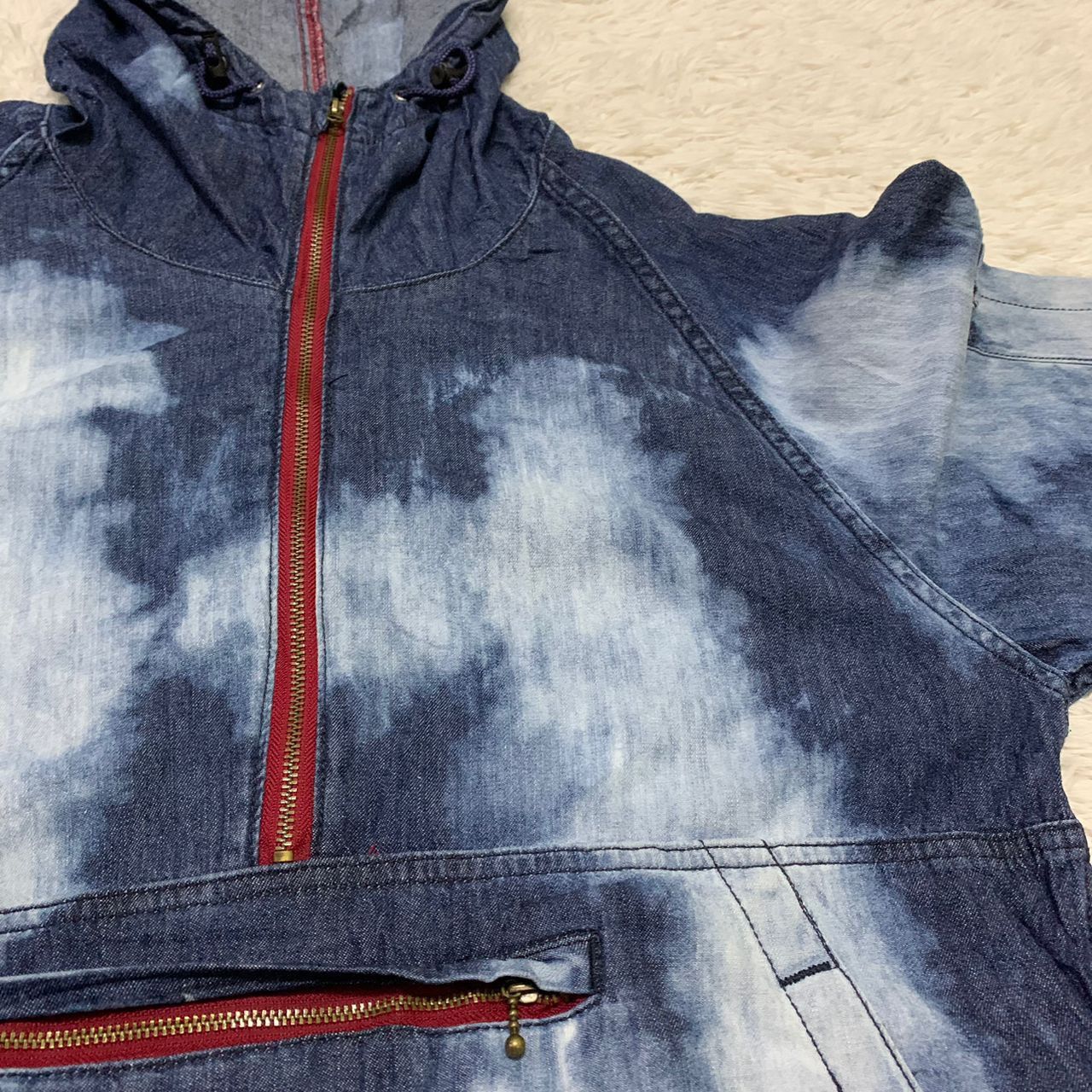 Japanese Brand BlueB Neo Denim Clothes Anorak Bleach Art Hoodie Size US S / EU 44-46 / 1 - 3 Thumbnail