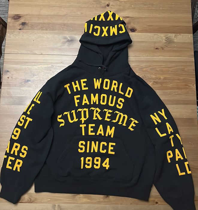 Supreme Supreme Team Flocked Hooded Sweatshirt   Grailed