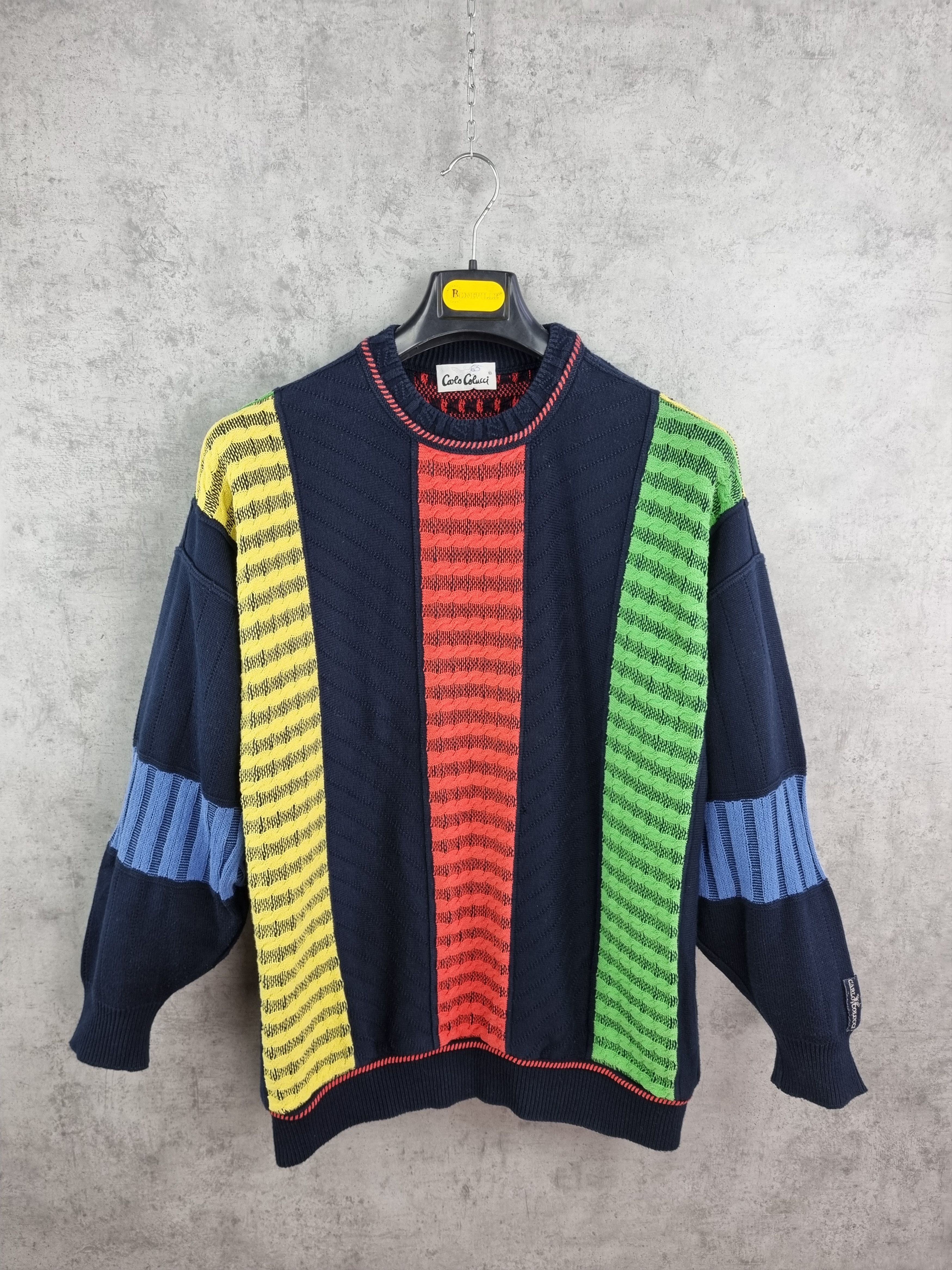Carlo Colucci × Vintage 80s Carlo Colucci Knitwear Coogi Style Sweater Size US L / EU 52-54 / 3 - 2 Thumbnail