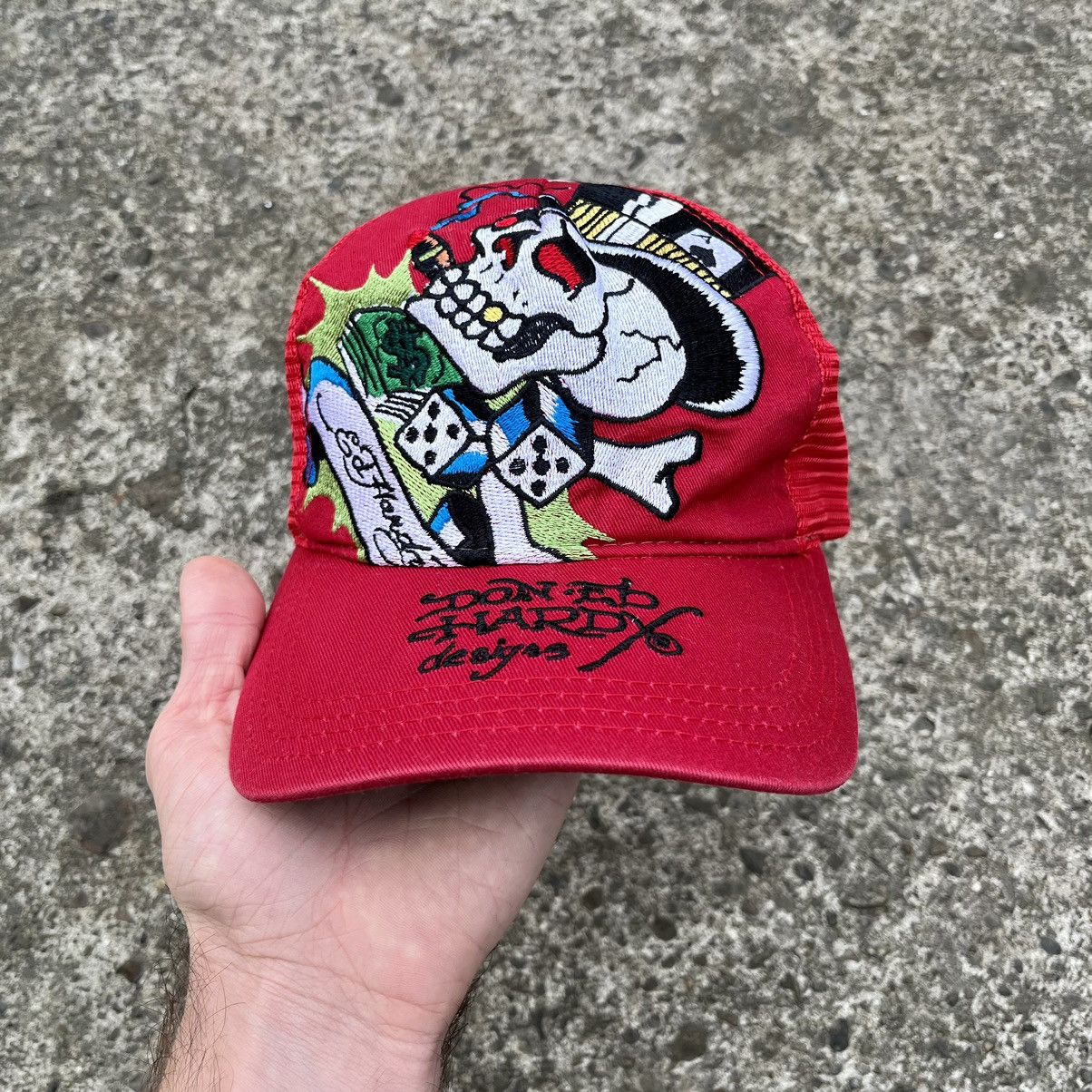 Christian Audigier × Ed Hardy × Vintage VINTAGE Y2K ED HARDY by CHRISTIAN AUDIGIER “SKULL” CAP Size ONE SIZE - 4 Thumbnail