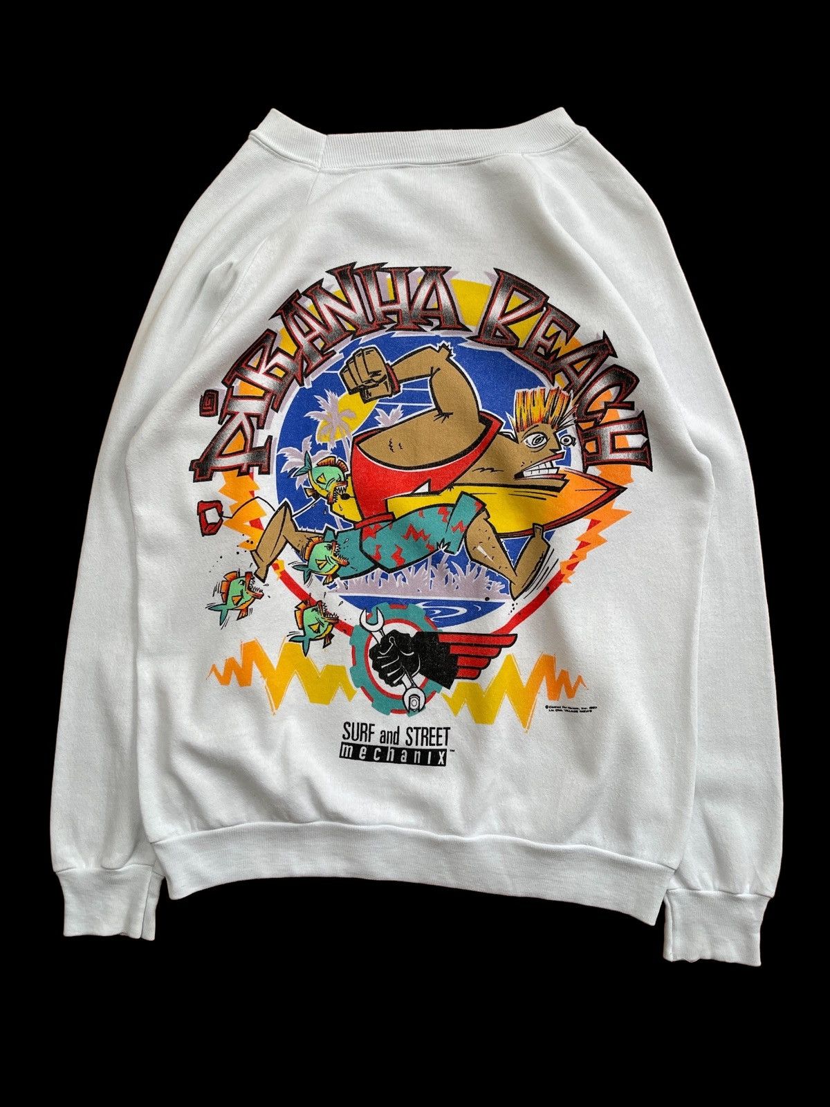Vintage 1987 Surf And Street Piranha Beach Sweatshirt Size US S / EU 44-46 / 1 - 2 Thumbnail