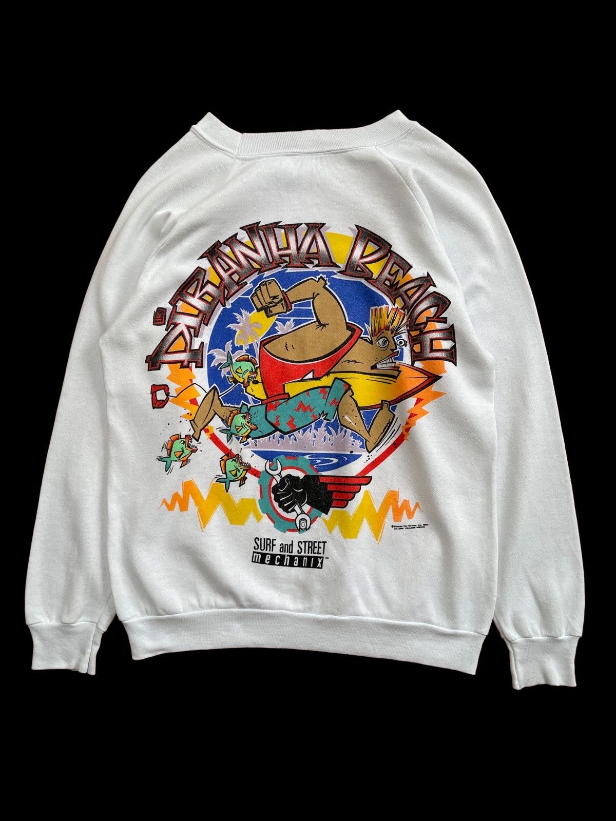 Vintage 1987 Surf And Street Piranha Beach Sweatshirt Size US S / EU 44-46 / 1 - 4 Thumbnail