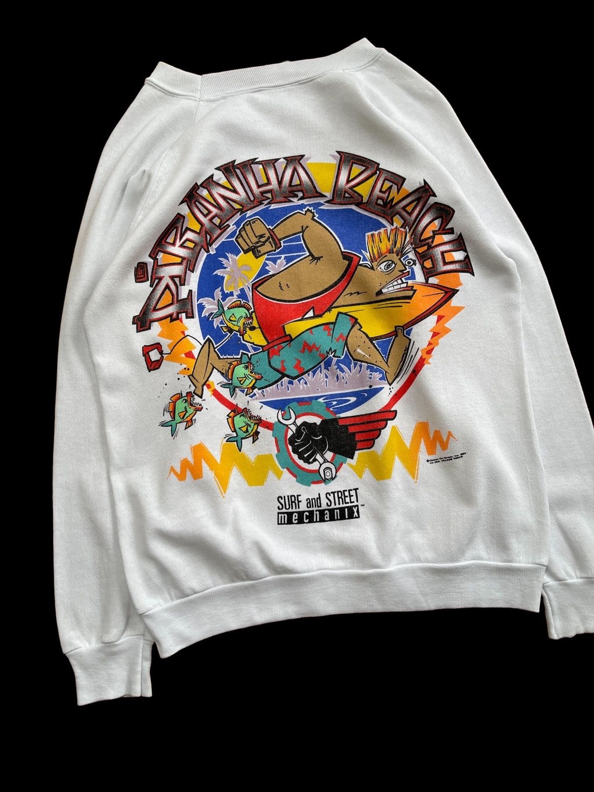 Vintage 1987 Surf And Street Piranha Beach Sweatshirt Size US S / EU 44-46 / 1 - 6 Thumbnail