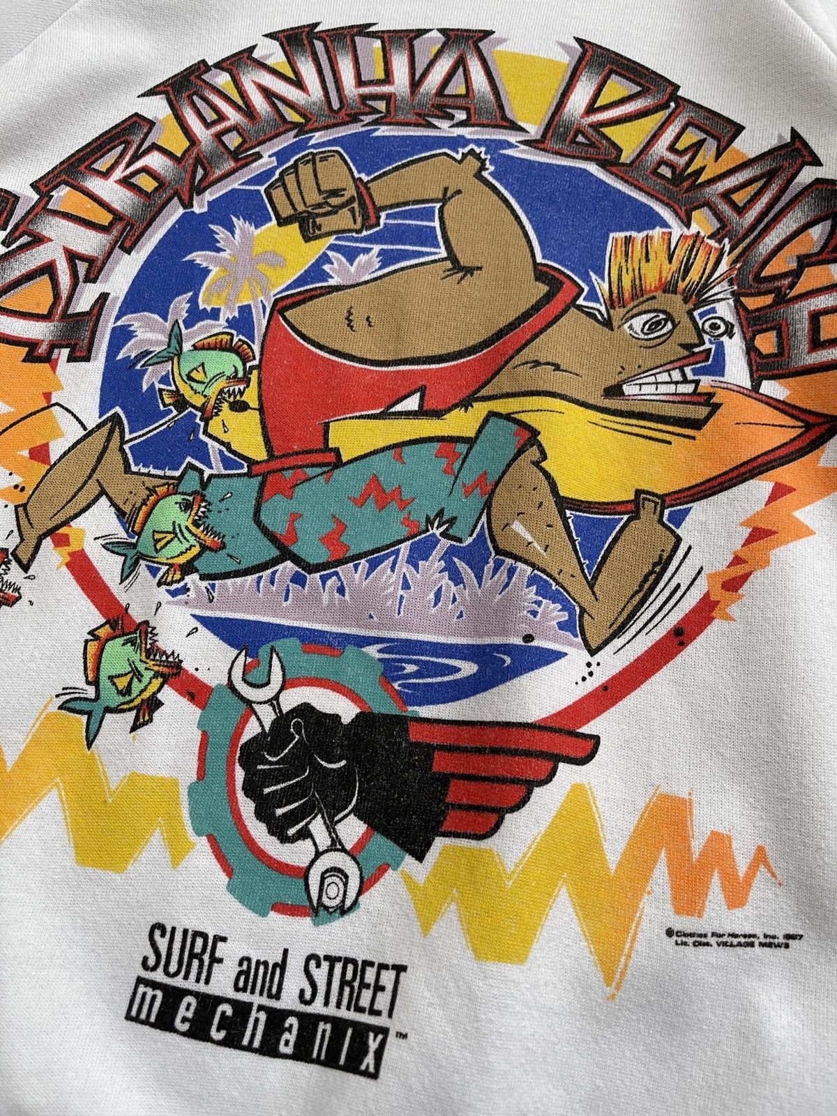 Vintage 1987 Surf And Street Piranha Beach Sweatshirt Size US S / EU 44-46 / 1 - 3 Thumbnail
