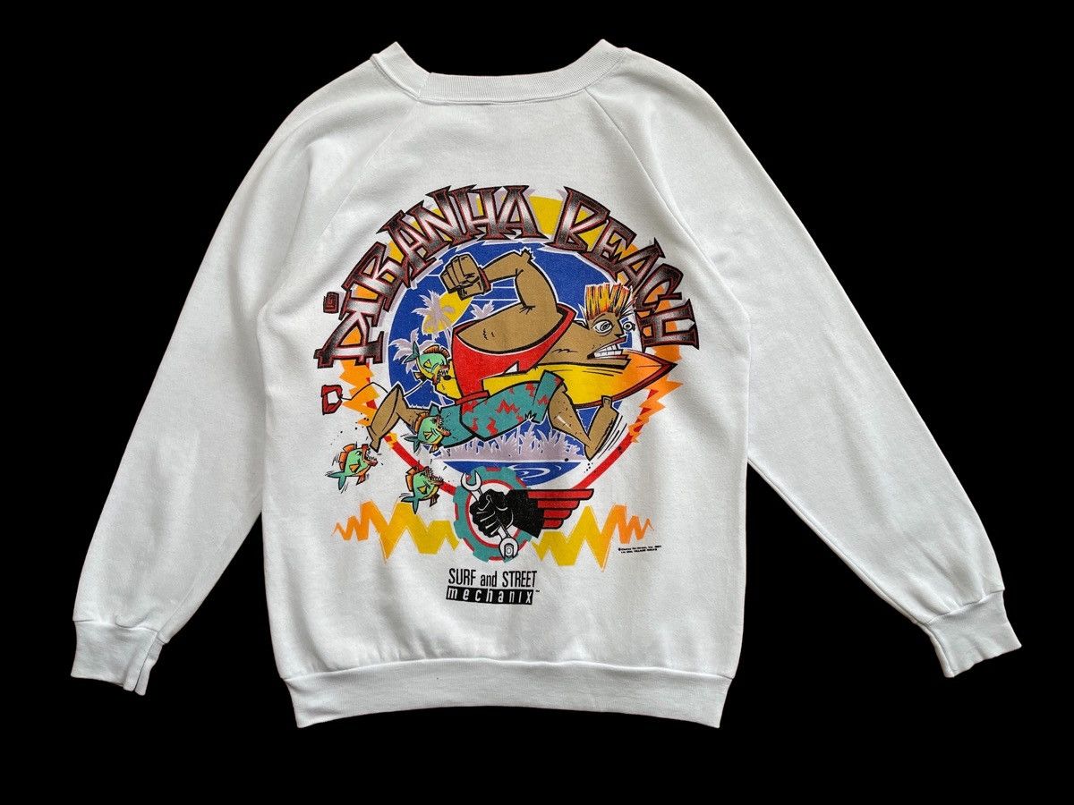 Vintage 1987 Surf And Street Piranha Beach Sweatshirt Size US S / EU 44-46 / 1 - 5 Thumbnail