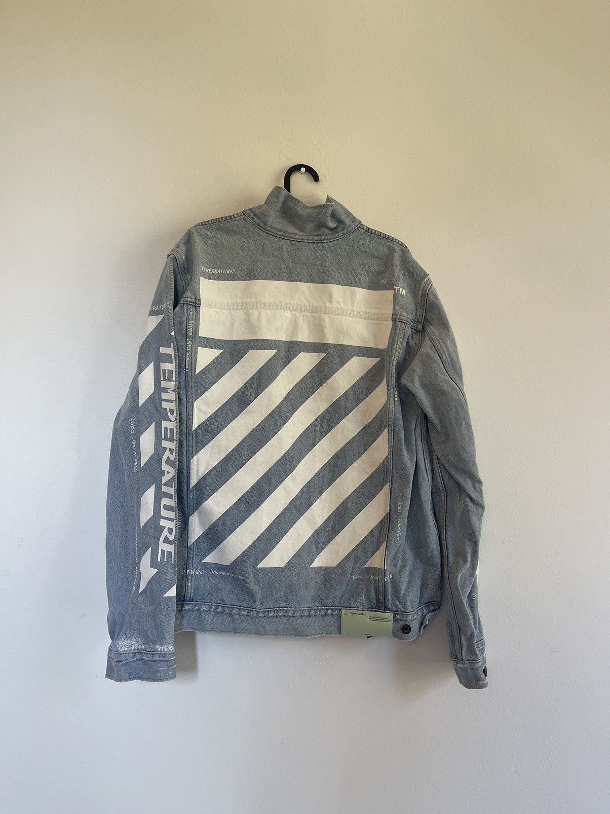image of Off White Temperature Denim Jacket in Blue, Men's (Size Small)